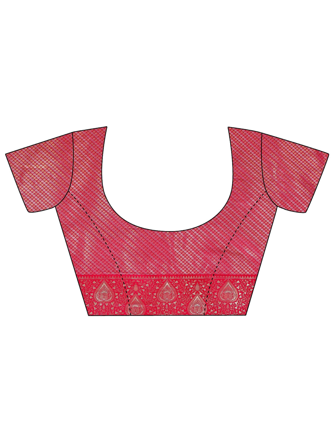 Mameraa Pink Leaf Woven Design Brocade Saree