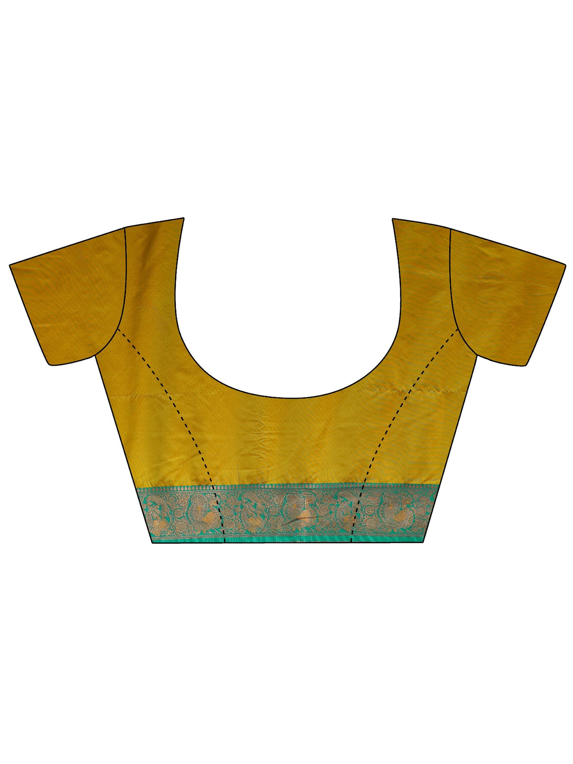 Mameraa Mustard and Green Silk Blend Paithani Saree