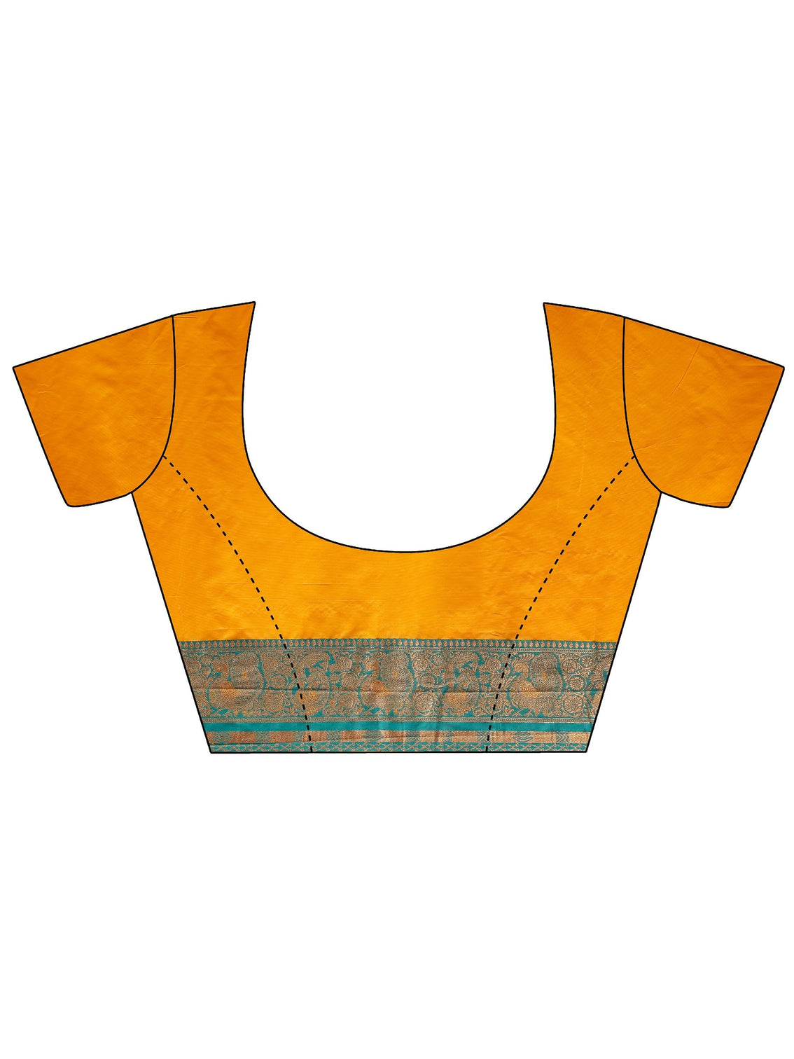 Mameraa Haldi Yellow and Green Silk Blend Paithani Saree