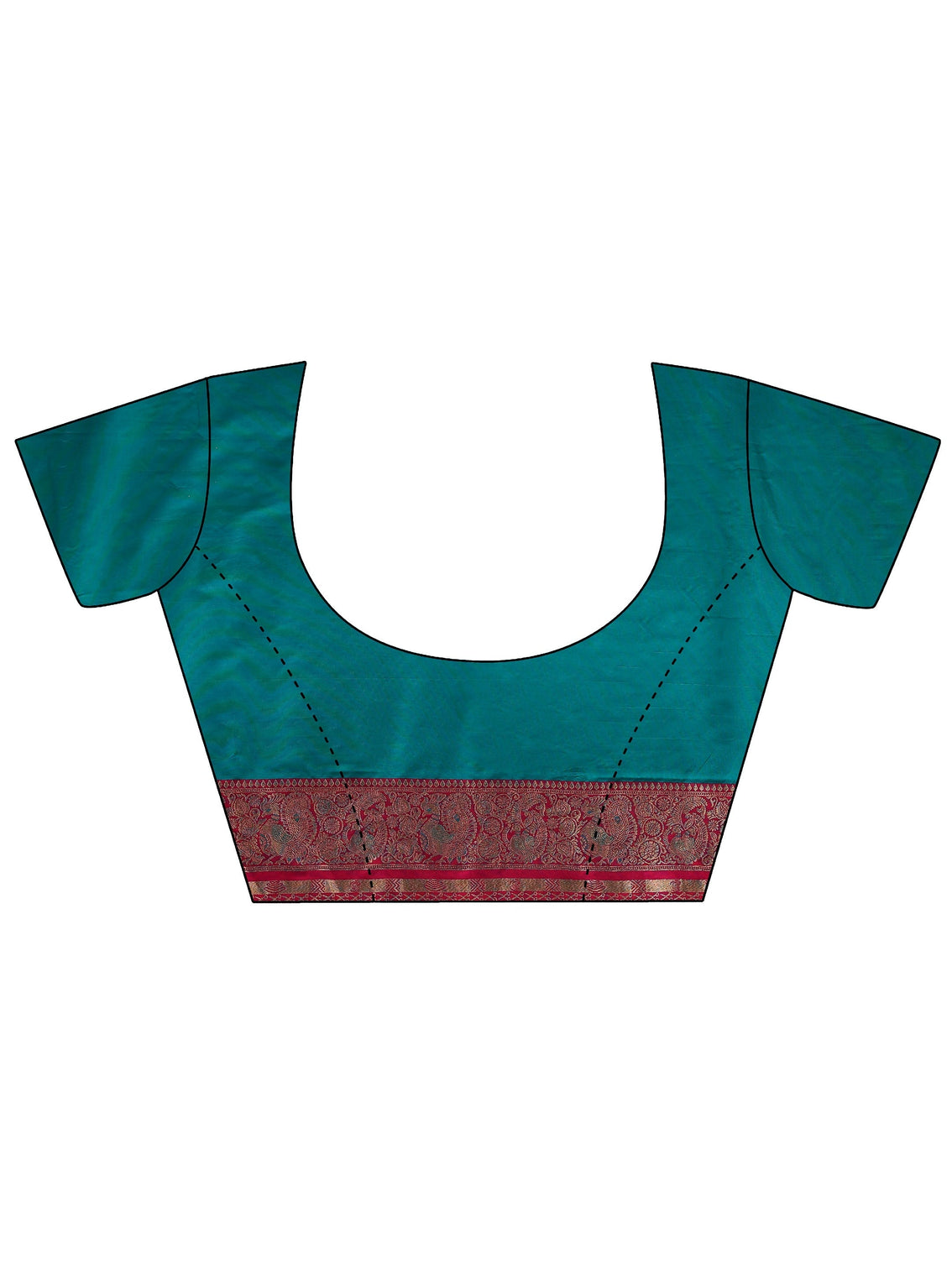 Mameraa Sea Green and Pink Silk Blend Paithani Saree