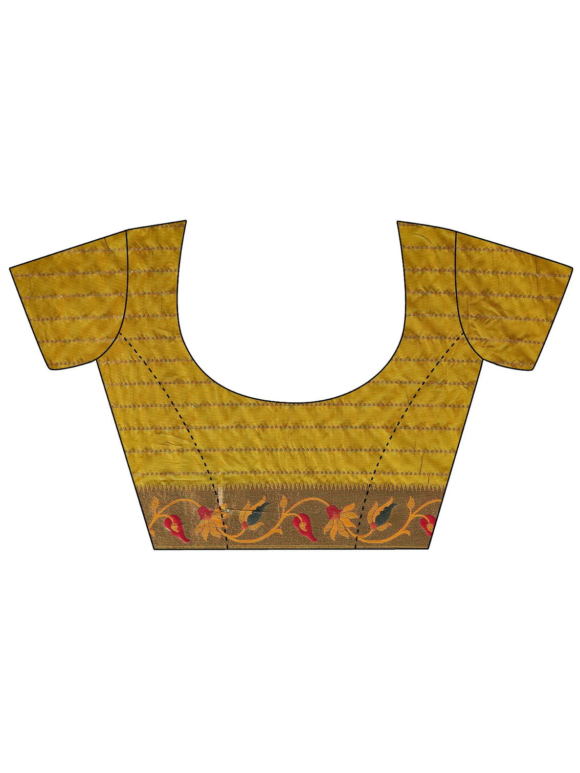 Mameraa Yellow Green Woven Design Silk Blend Saree