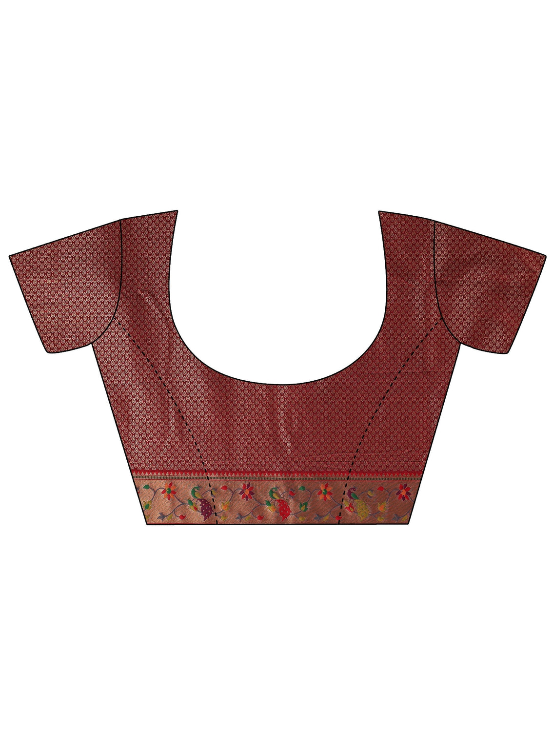 Mameraa Cerulean Blue and Red Silk Blend Paithani Saree