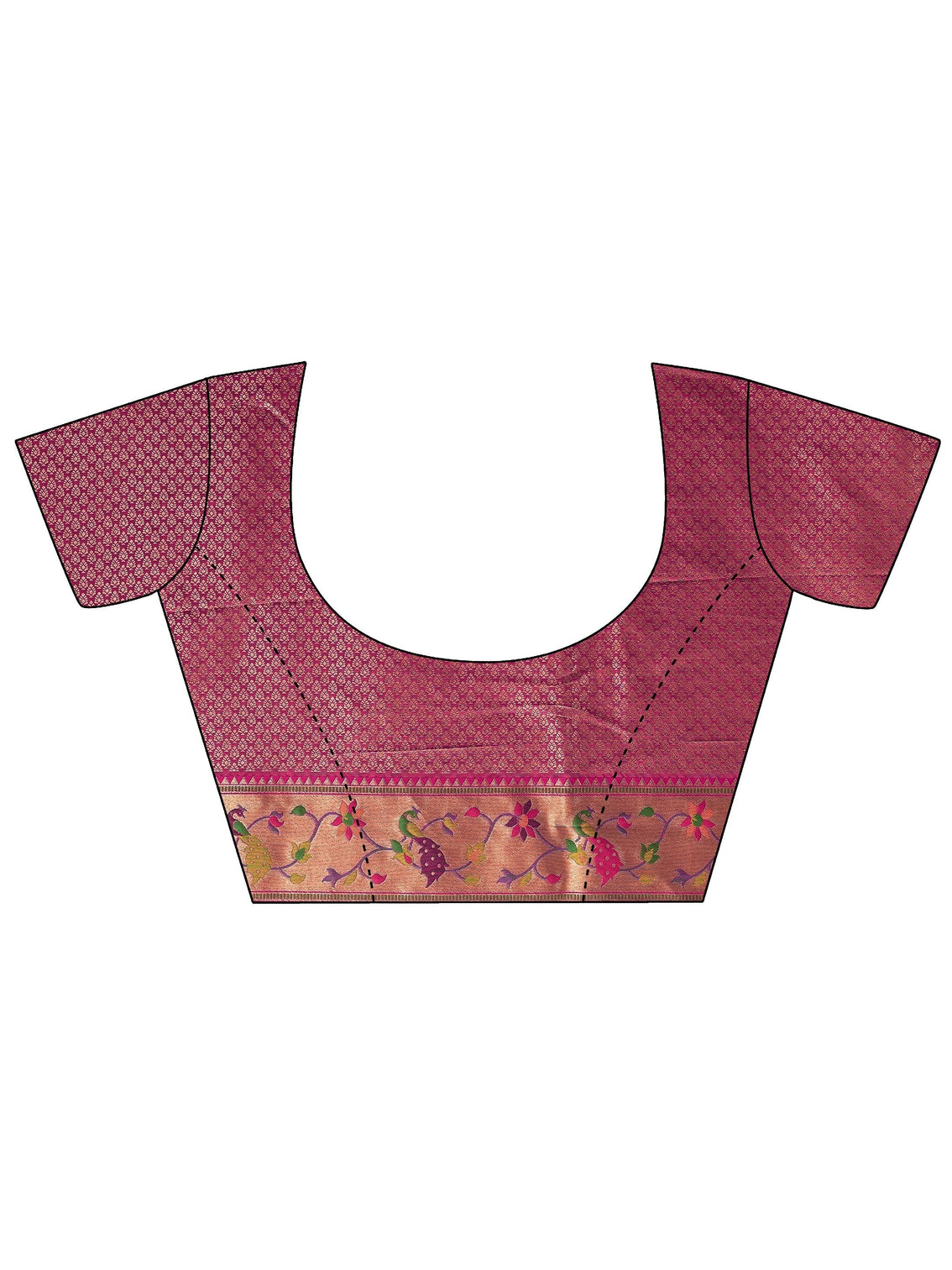 Mameraa Aqua Blue and Pink Silk Blend Paithani Saree