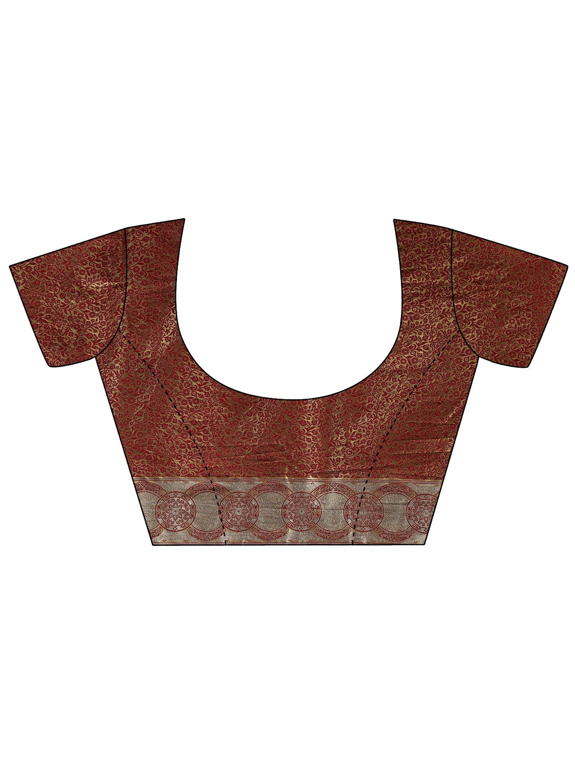 Mameraa Copper and Green Woven Design Silk Blend Saree