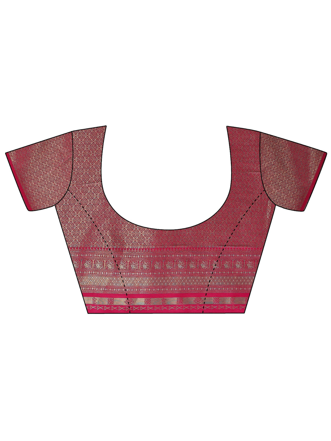 Mameraa Green and Red Floral Woven Design Silk Blend Saree