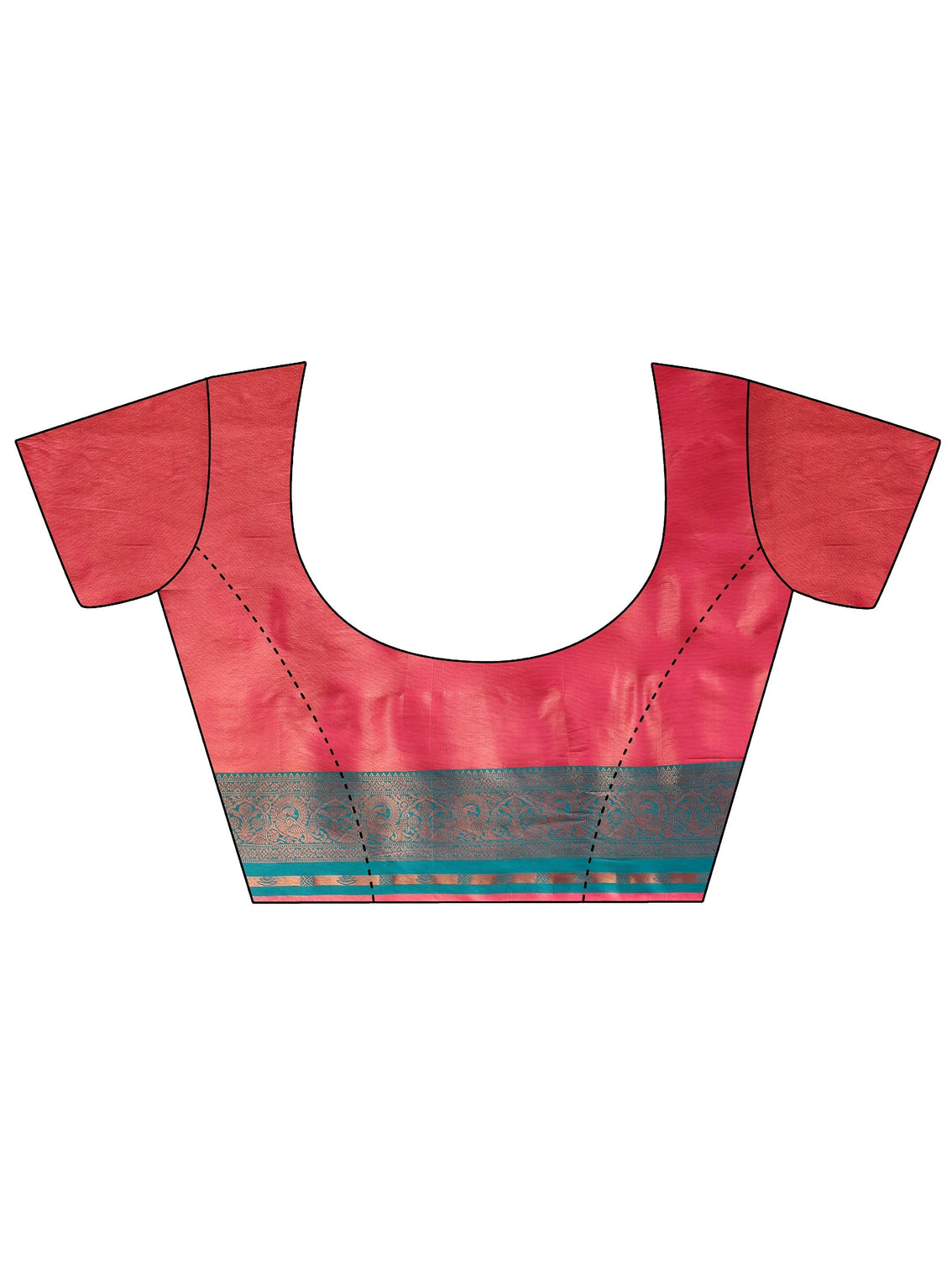 Mameraa Pink and Blue Floral Woven Design Silk Blend Saree