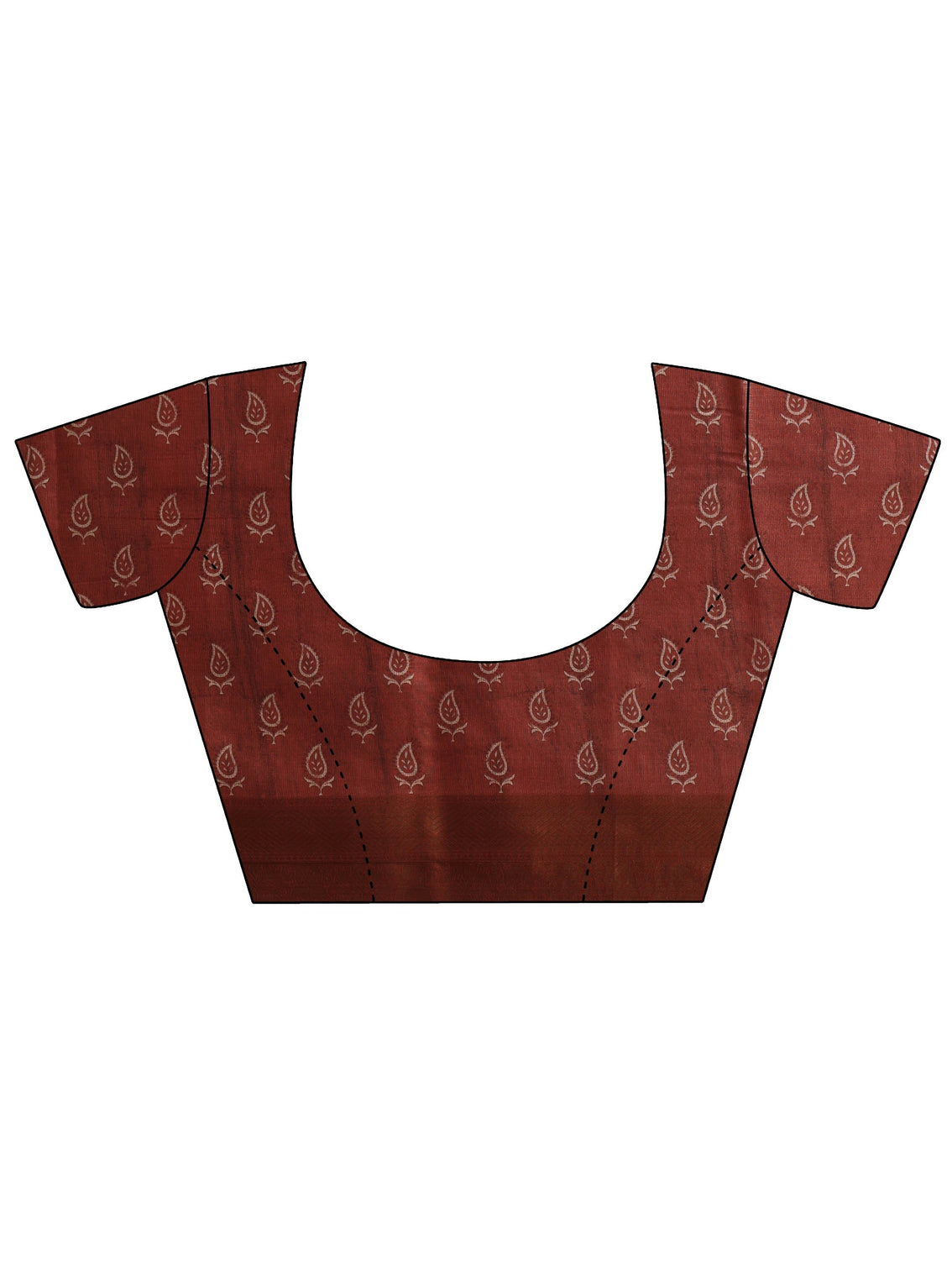 Mameraa Brown Floral Printed Silk Blend Saree with Woven Border