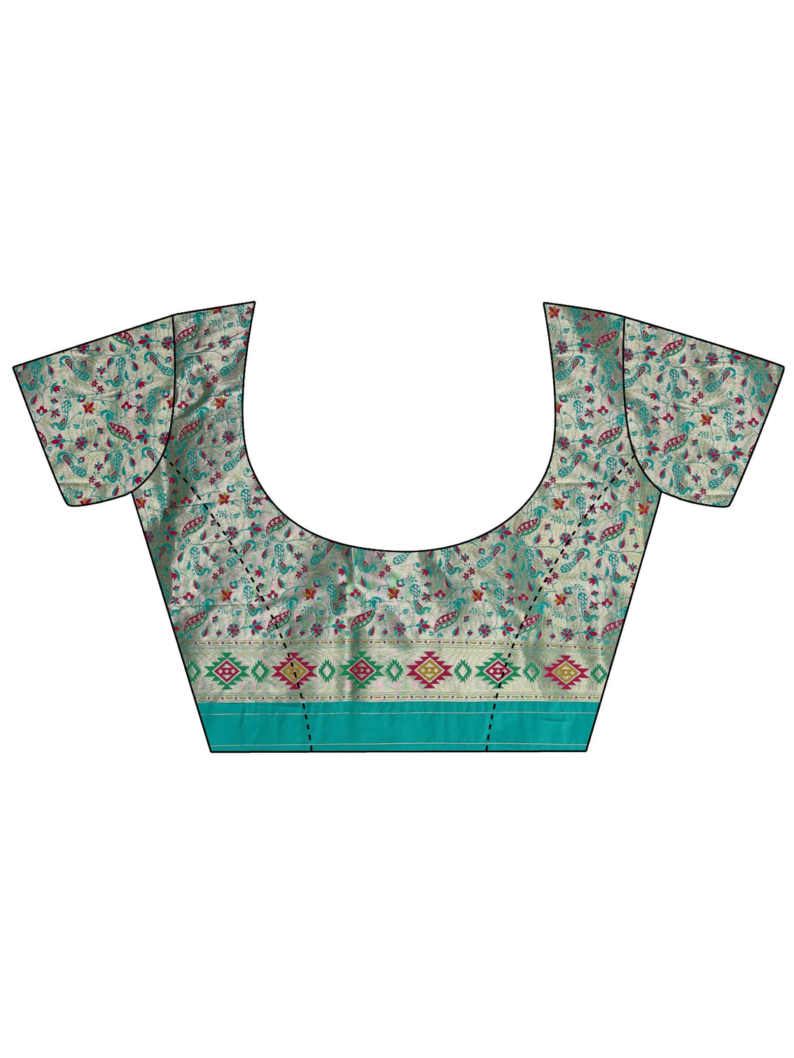 Mameraa Sea Green Silk Blend Paithani Saree