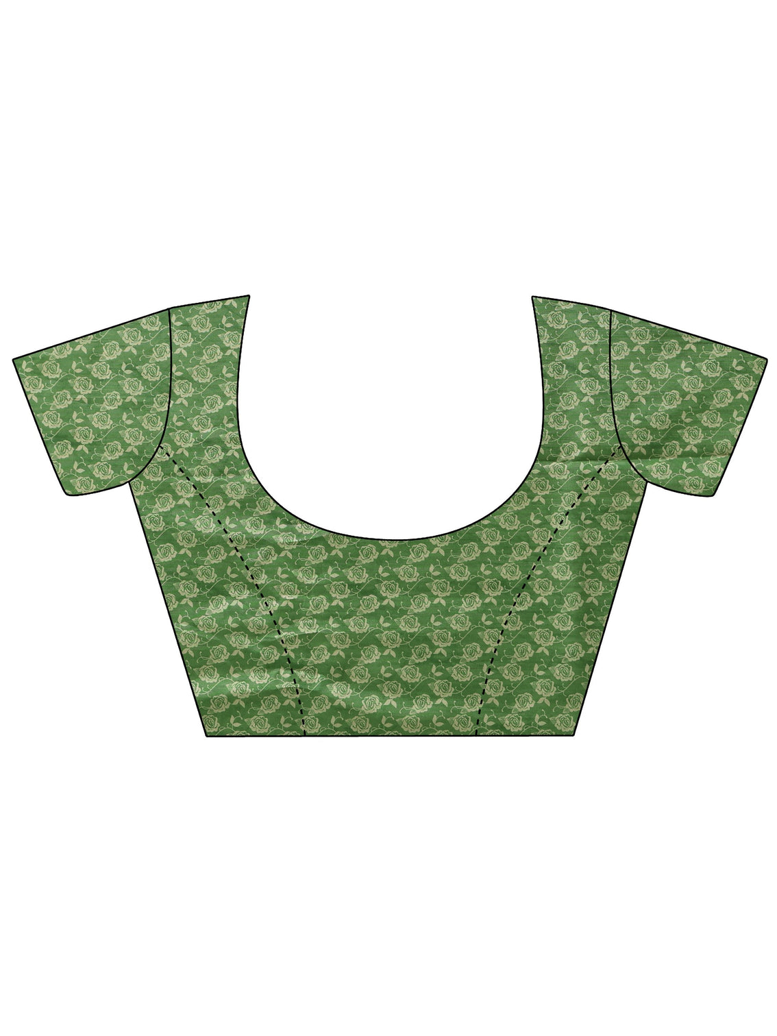 Mameraa Green Printed Silk Blend Tassel Saree