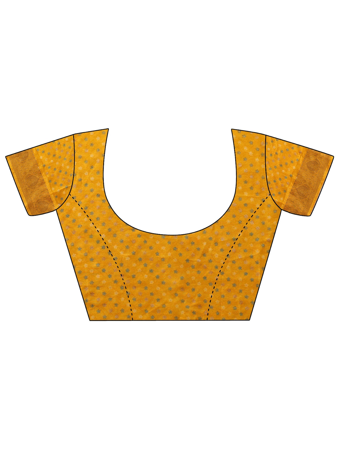 Mameraa Mustard Floral Printed Silk Blend Saree
