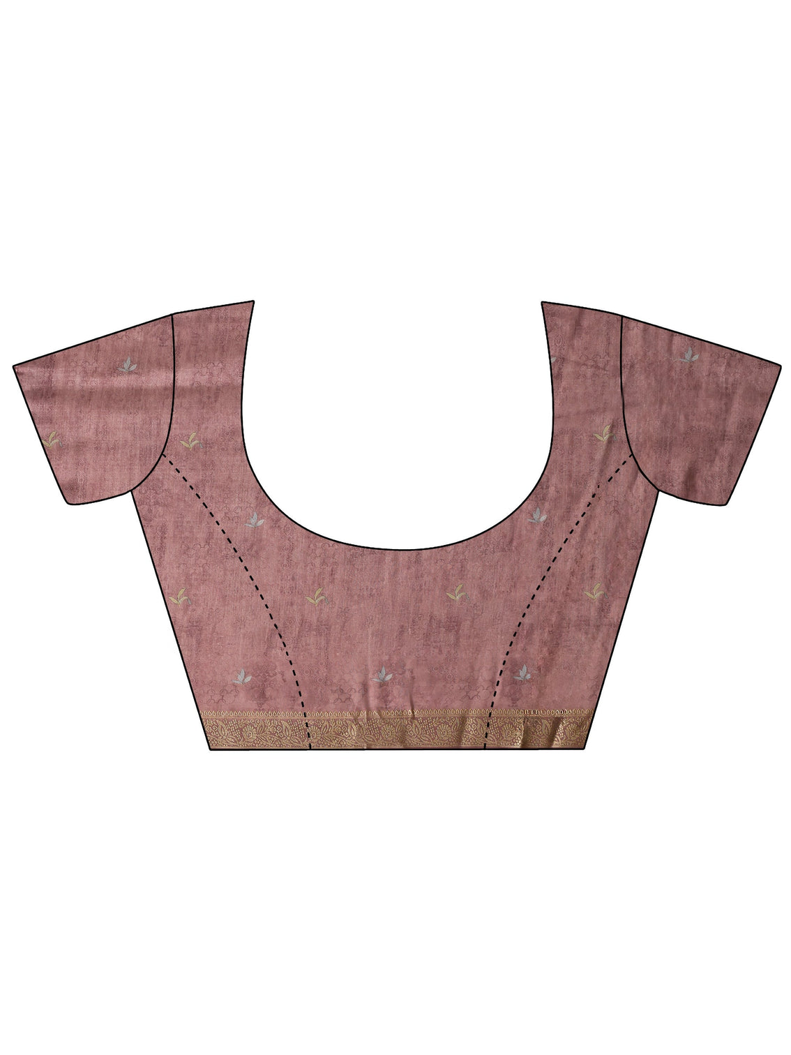 Mameraa Brown Floral Printed Silk Blend Tassel Saree
