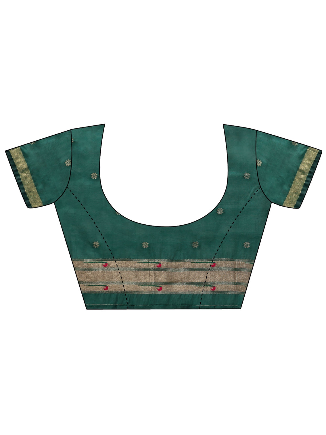Mameraa Dark Green Silk Blend Paithani Tassel Saree