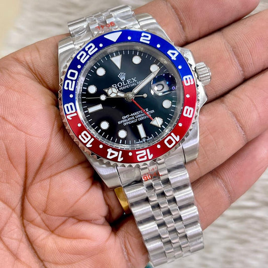 Rolex Watch : Rolex Silver Blue Pepsi Watch For Men