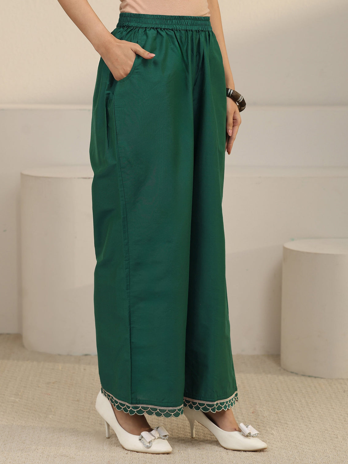 Mameraa Green Floral Embroidered Silk Blend Co-ord Set
