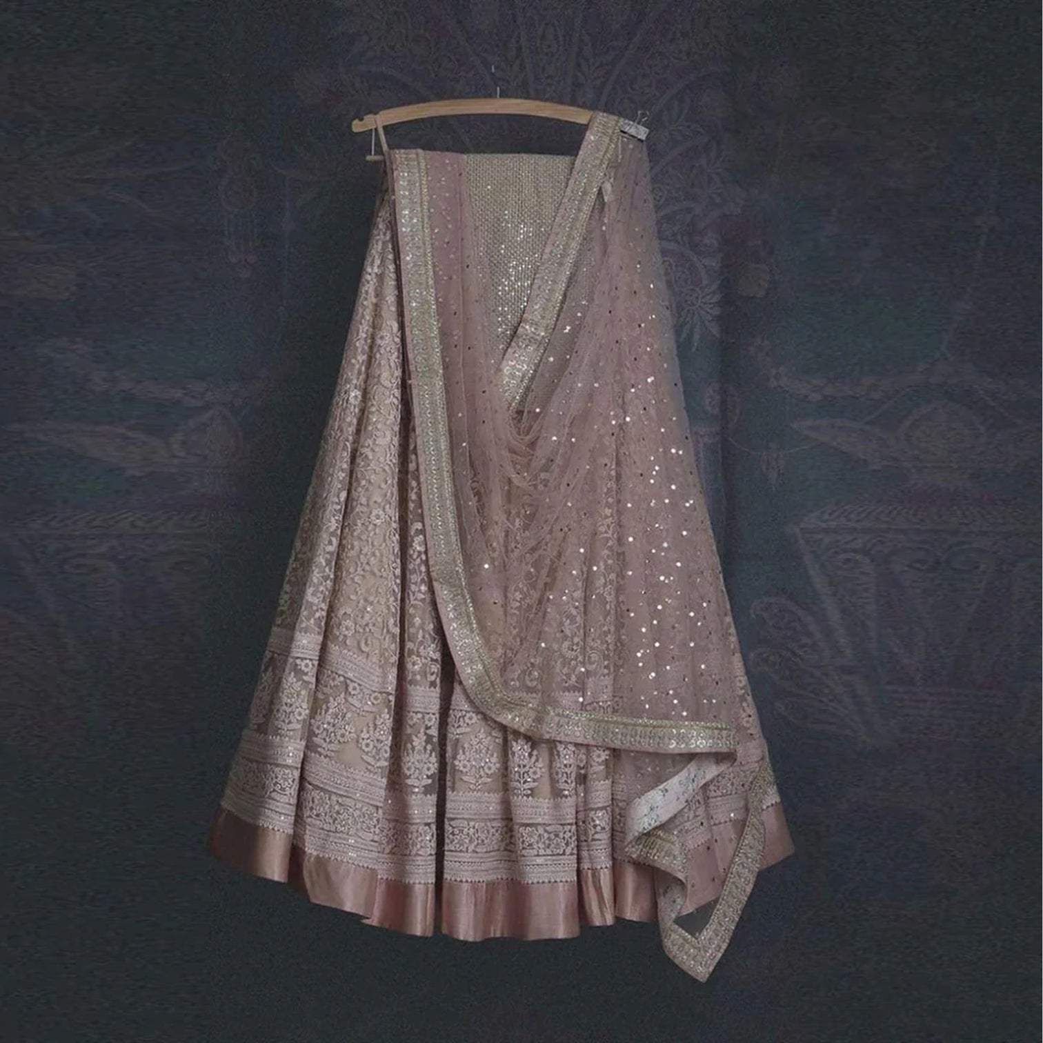 Peach Color Soft Net Lehenga with Thread and Zari Work
