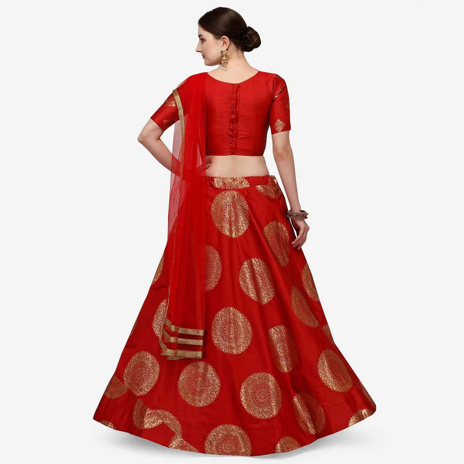 Pink Color Banarasi Silk Lehenga Choli with Net Dupatta