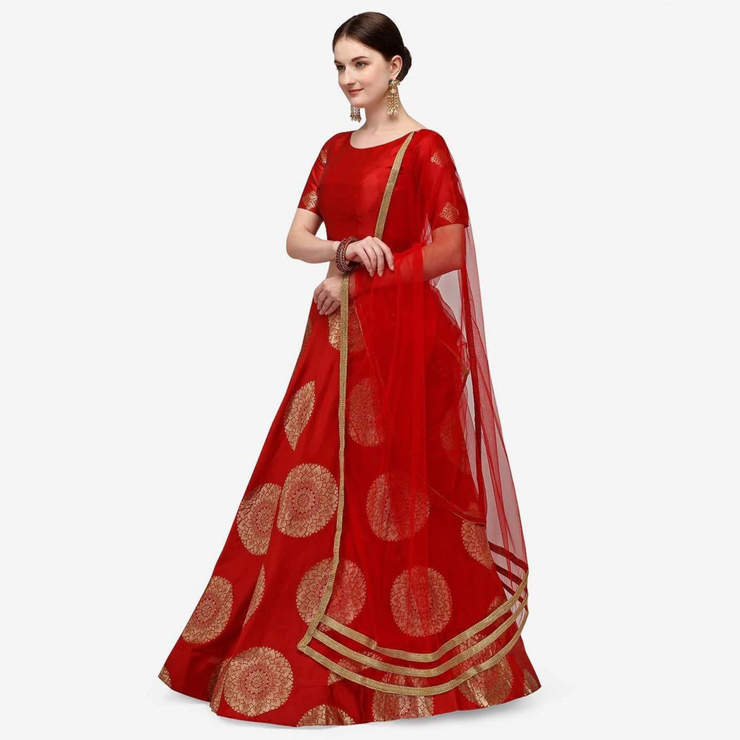 Pink Color Banarasi Silk Lehenga Choli with Net Dupatta