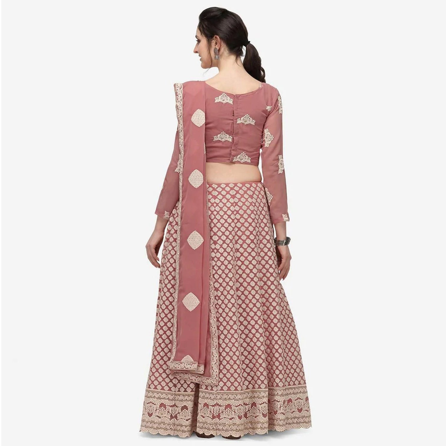 Pink Color Lehenga Choli with Lucknow Work