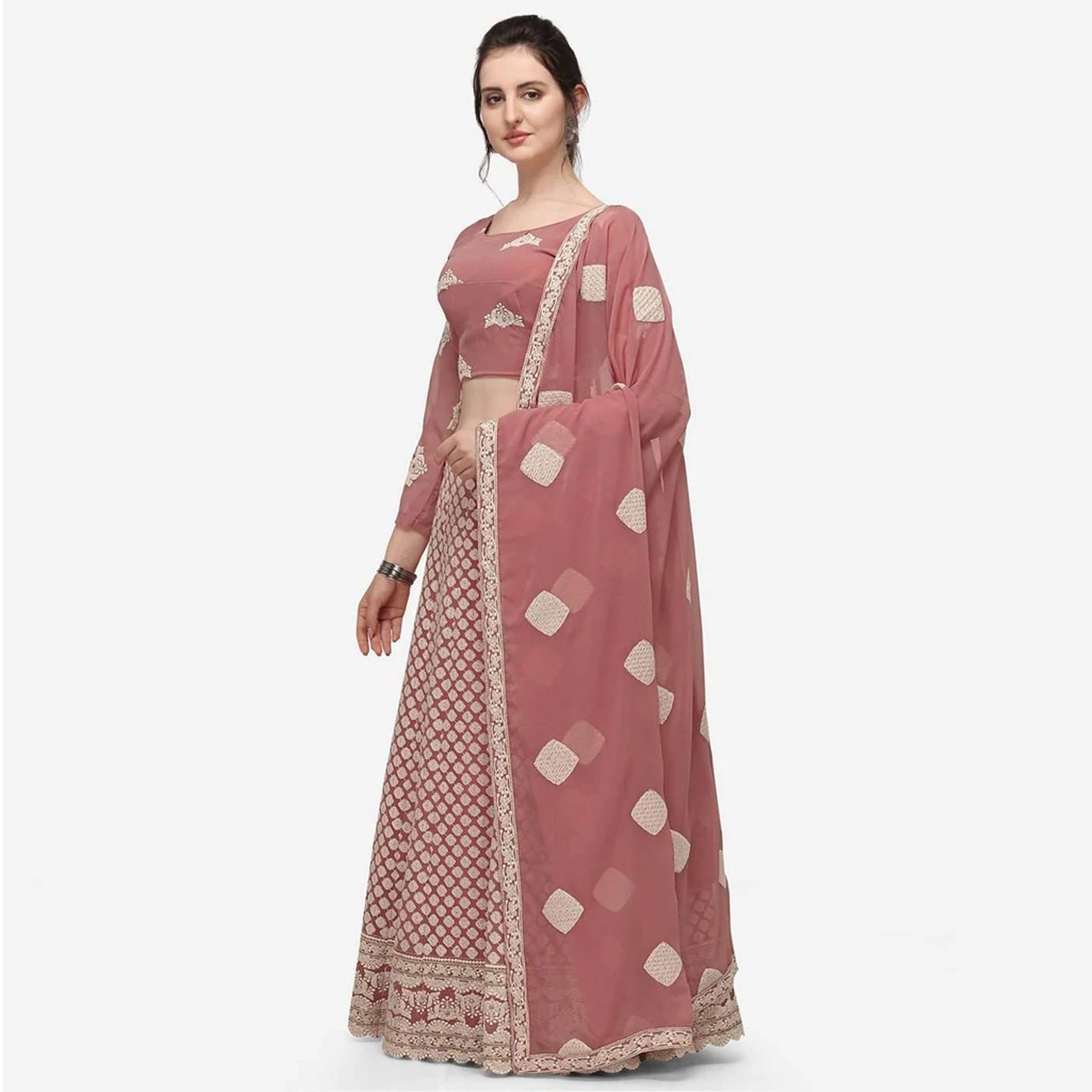Pink Color Lehenga Choli with Lucknow Work