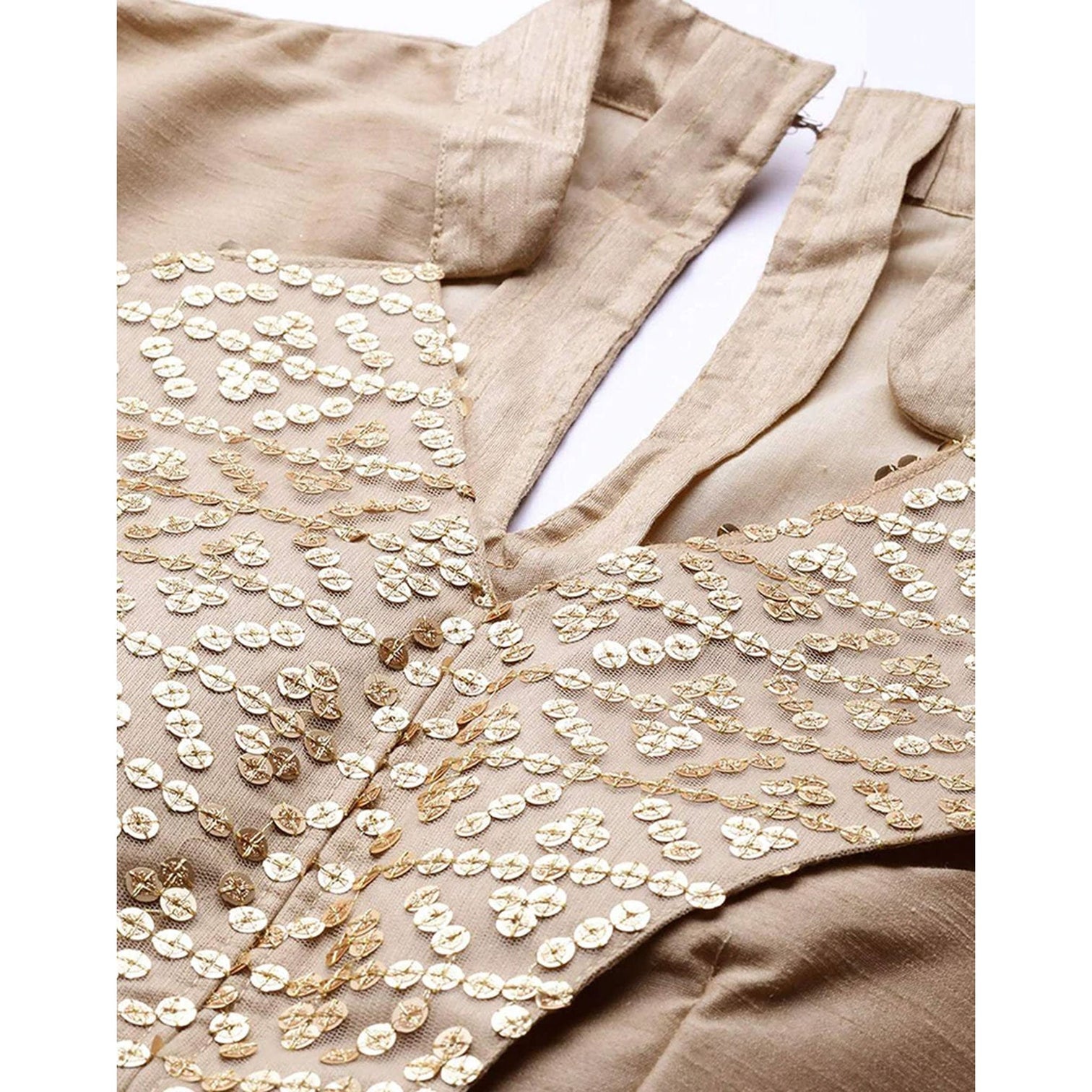 Beige color Net Lehenga with Heavy Embroidery, Zari and Thread work