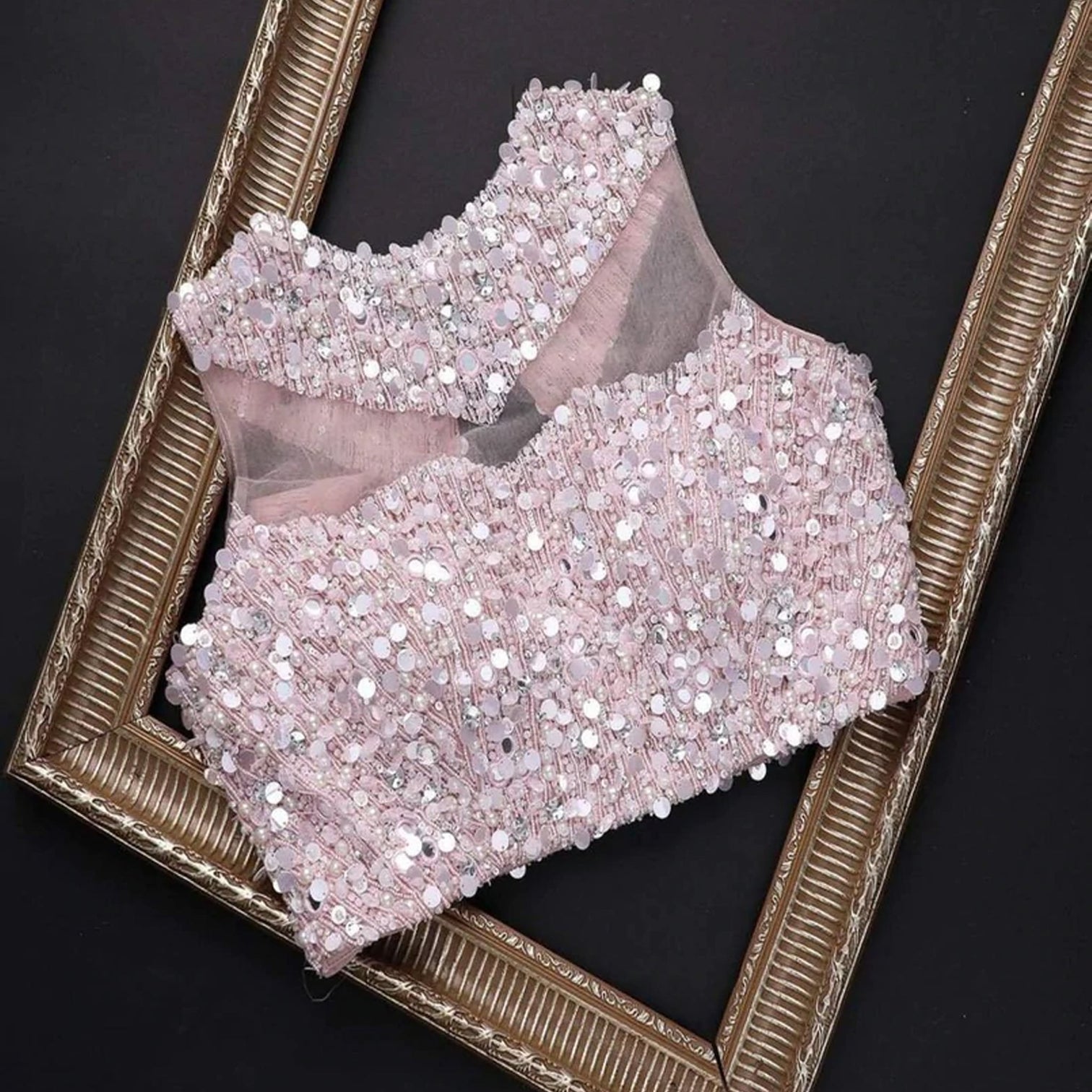 Pink Organza Silk Saree with Embroidery and Mirror Work