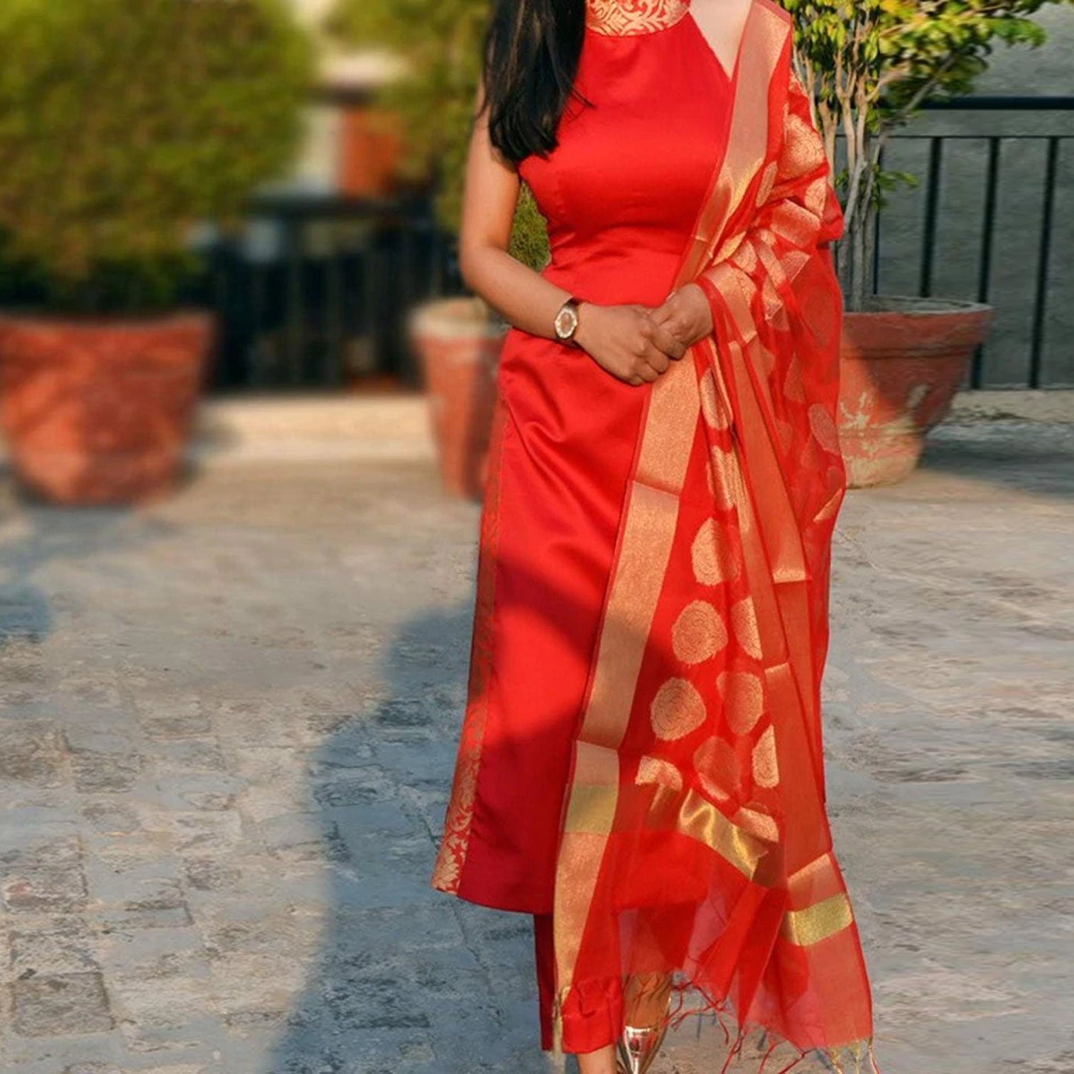 Pure Cotton Salwar Suit with Banaras Silk Dupatta For Women