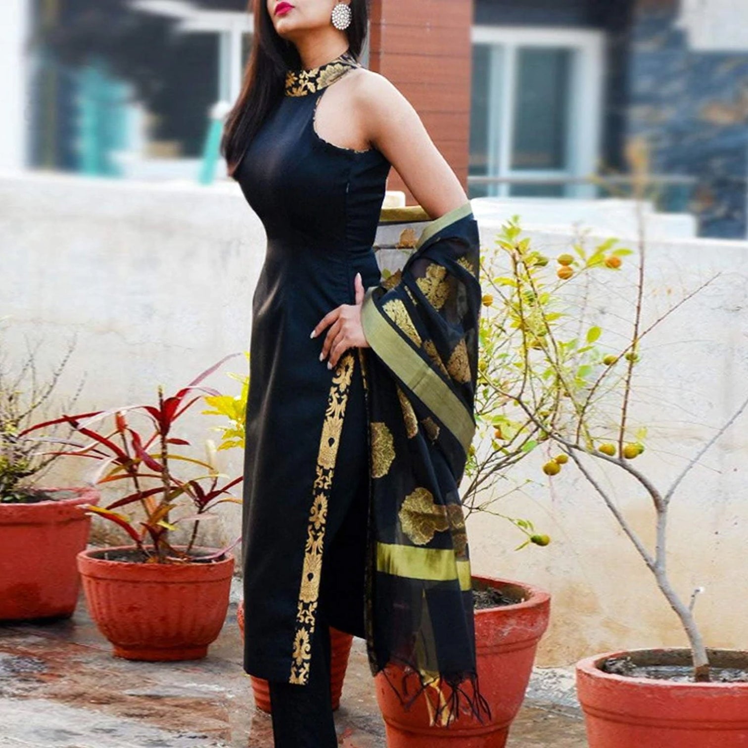 Pure Cotton Salwar Suit with Banaras Silk Dupatta For Women