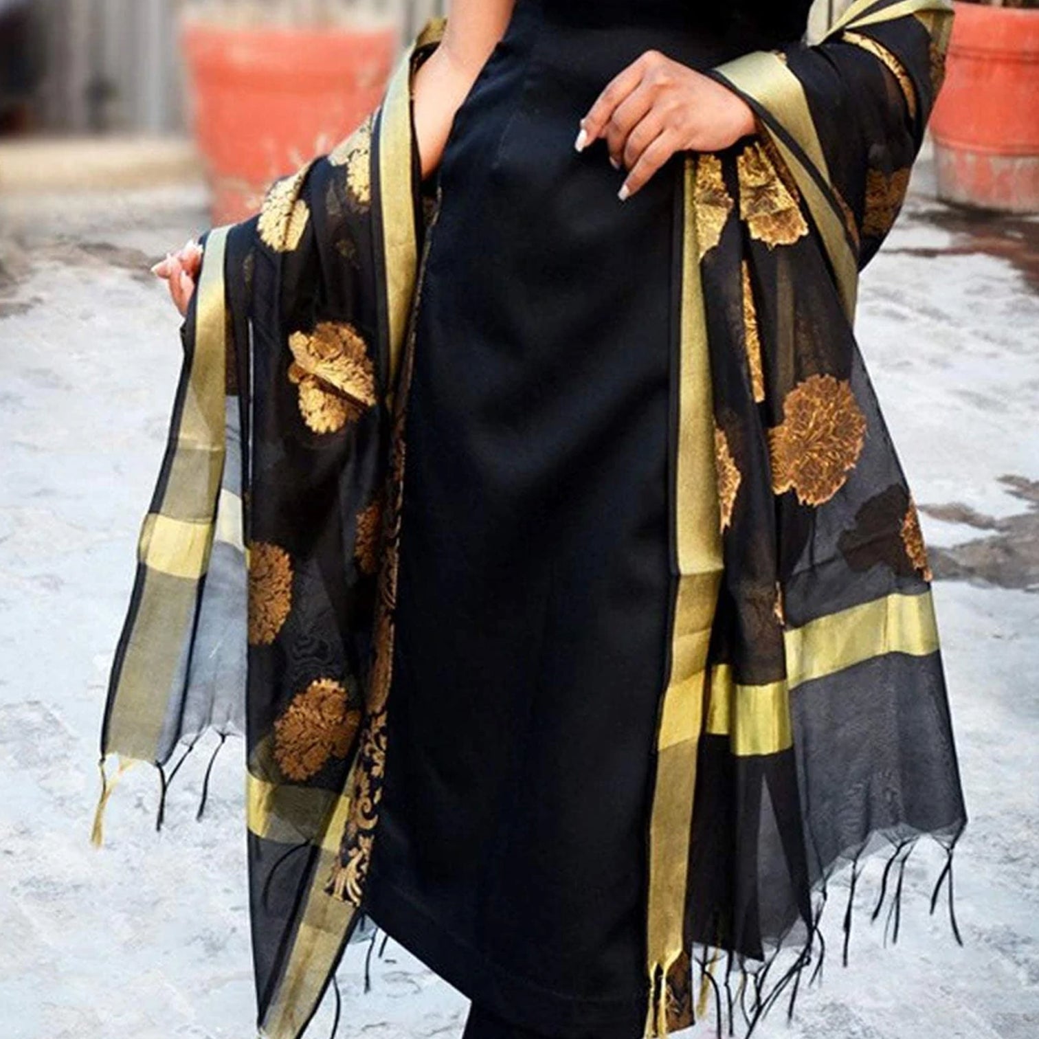 Pure Cotton Salwar Suit with Banaras Silk Dupatta For Women