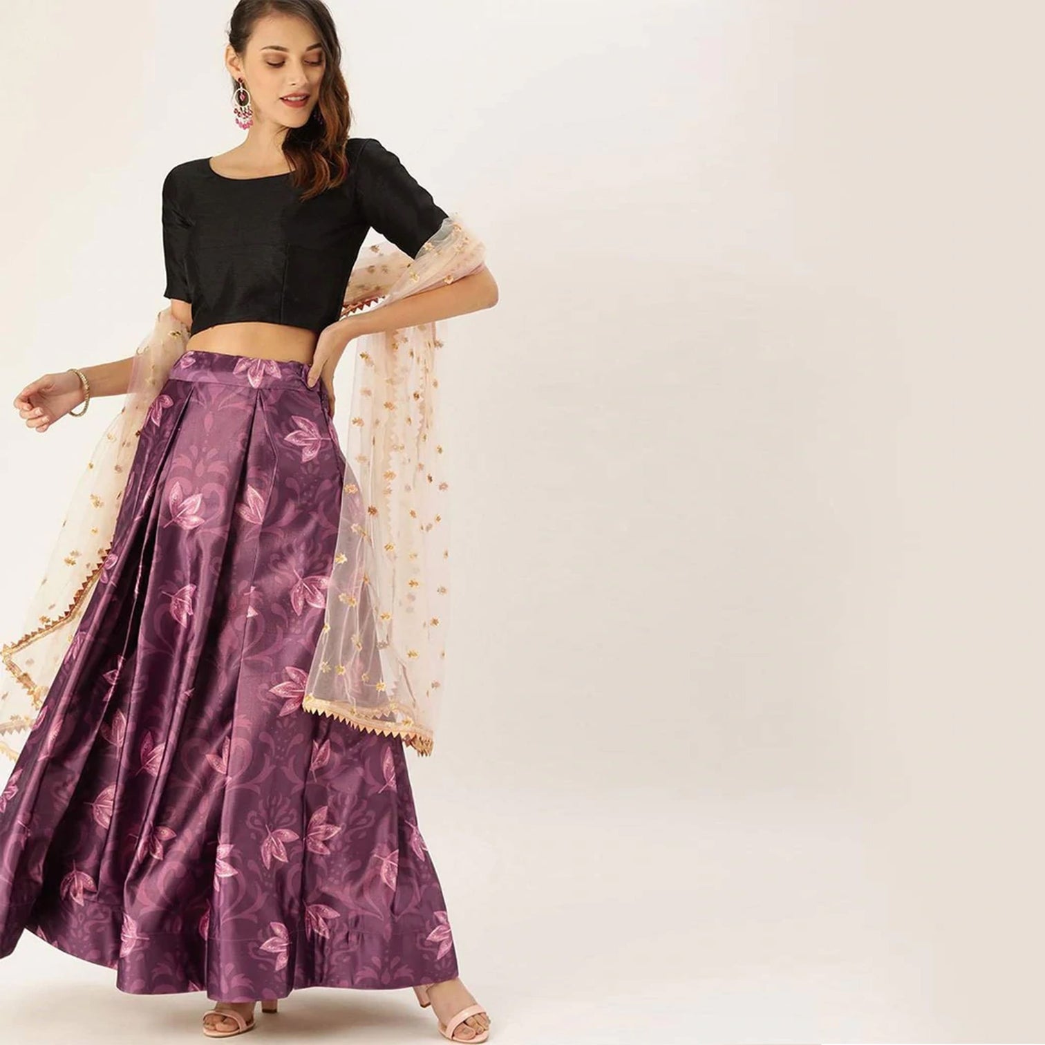 Purple Color Lehenga Choli with Banarasi Silk Dupatta