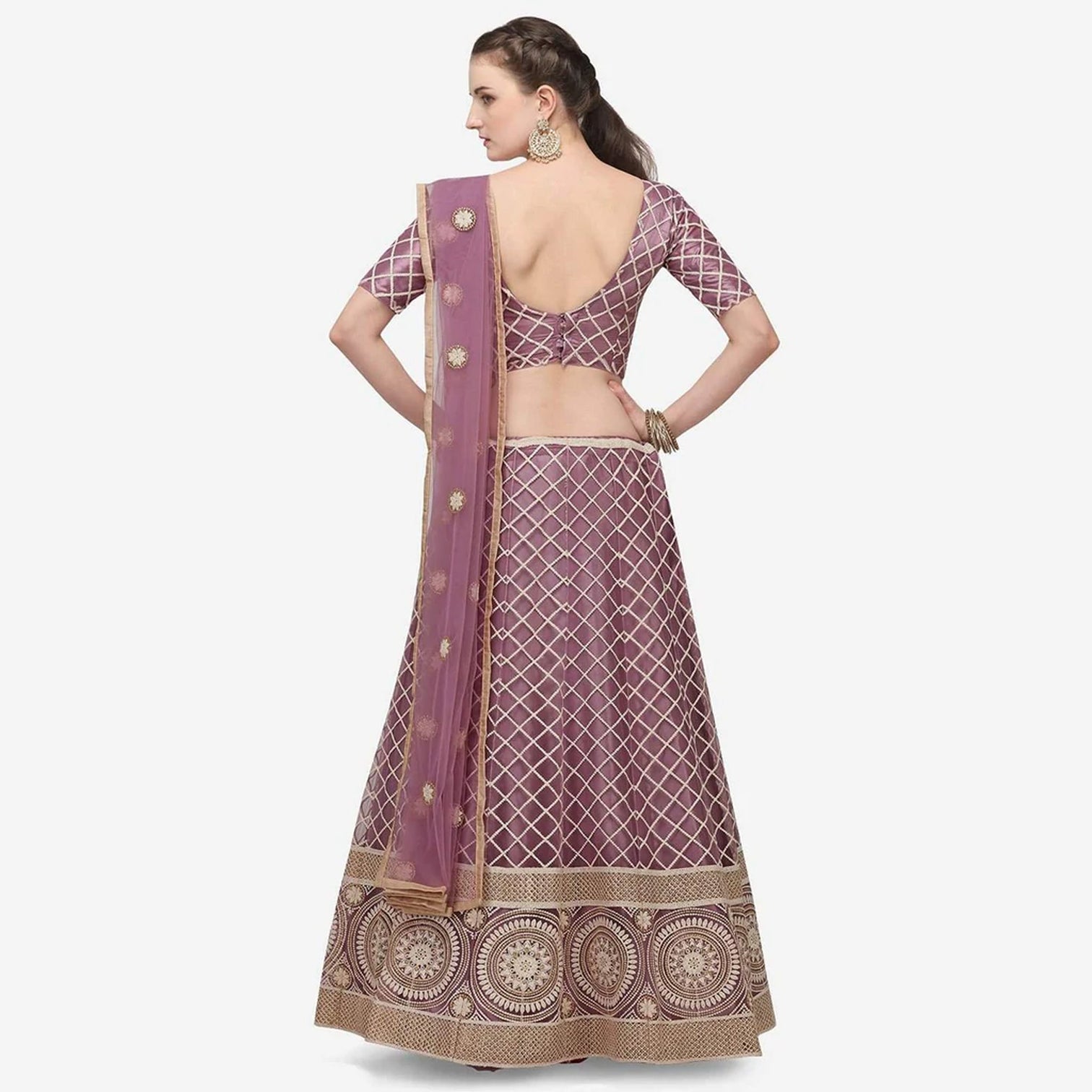 Purple Color Lucknowi Lehenga Choli with Net Dupatta