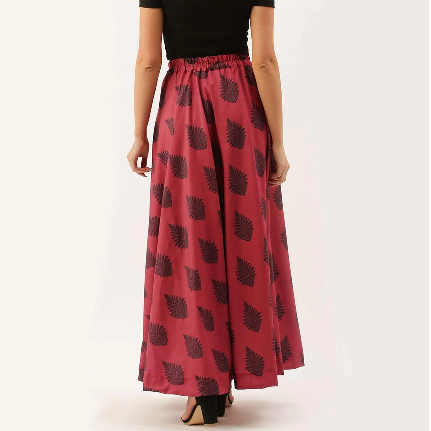 Red And Dark Red Combinational Skirt with Digital Print