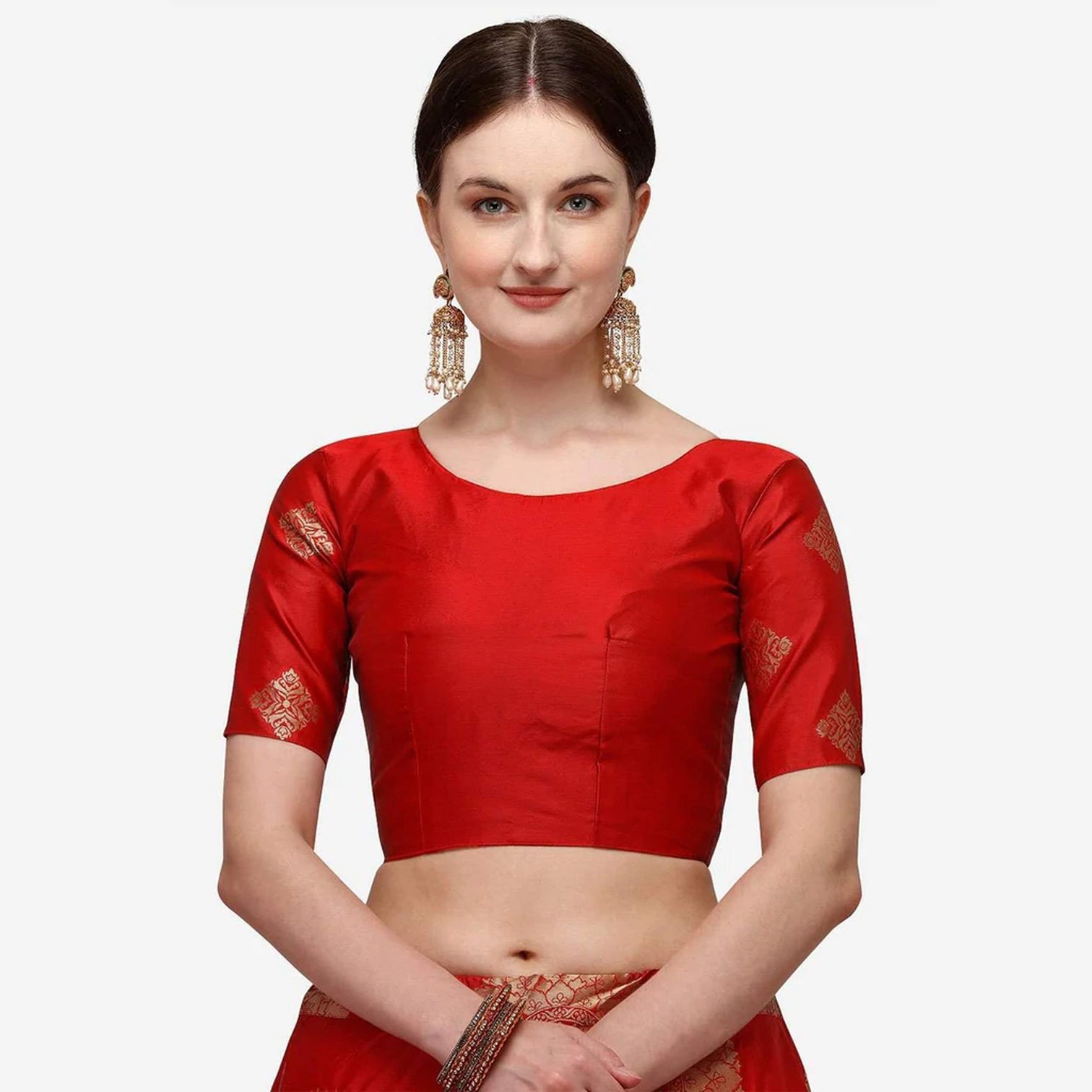 Red Banarasi Silk Lehenga Choli with Net Dupatta