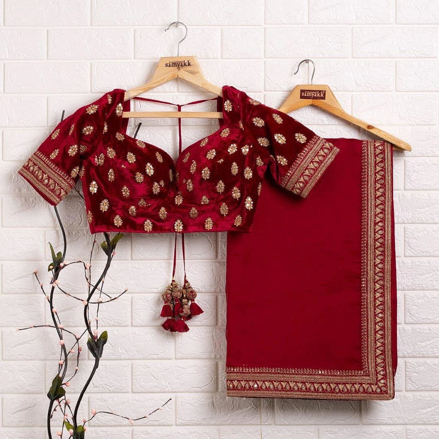 Red Color Bridal Organza Saree with Embroidery Work Blouse and Lace Border