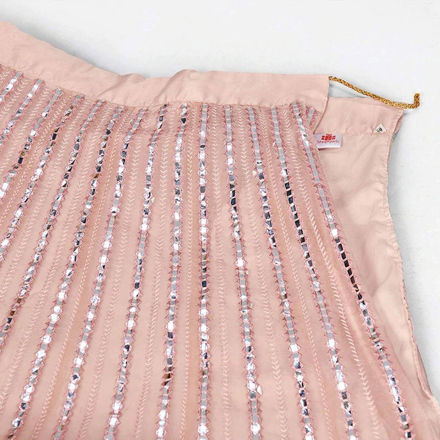 Salmon Thread and Foil Mirror Cutwork Lehenga choli