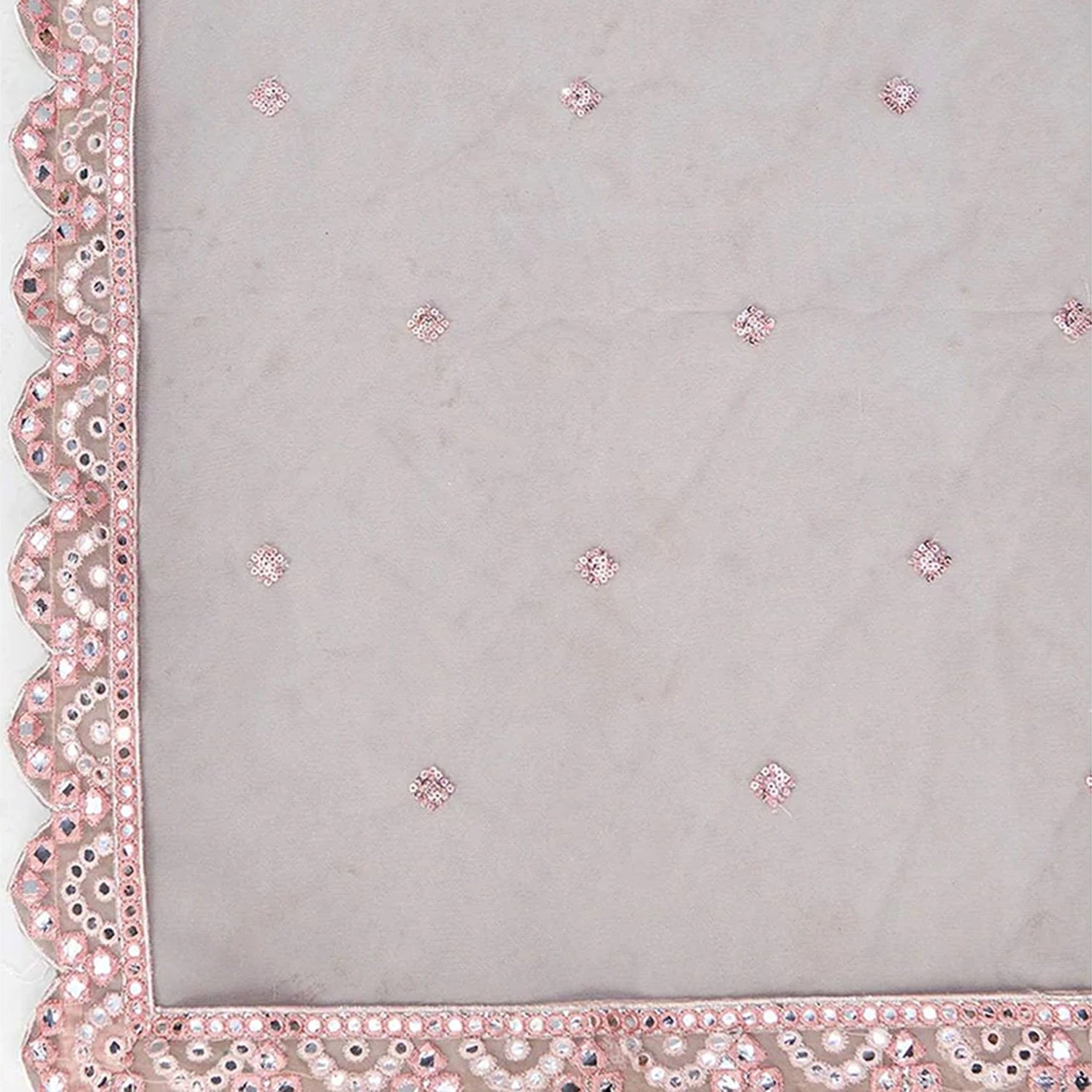 Salmon Thread and Foil Mirror Cutwork Lehenga choli