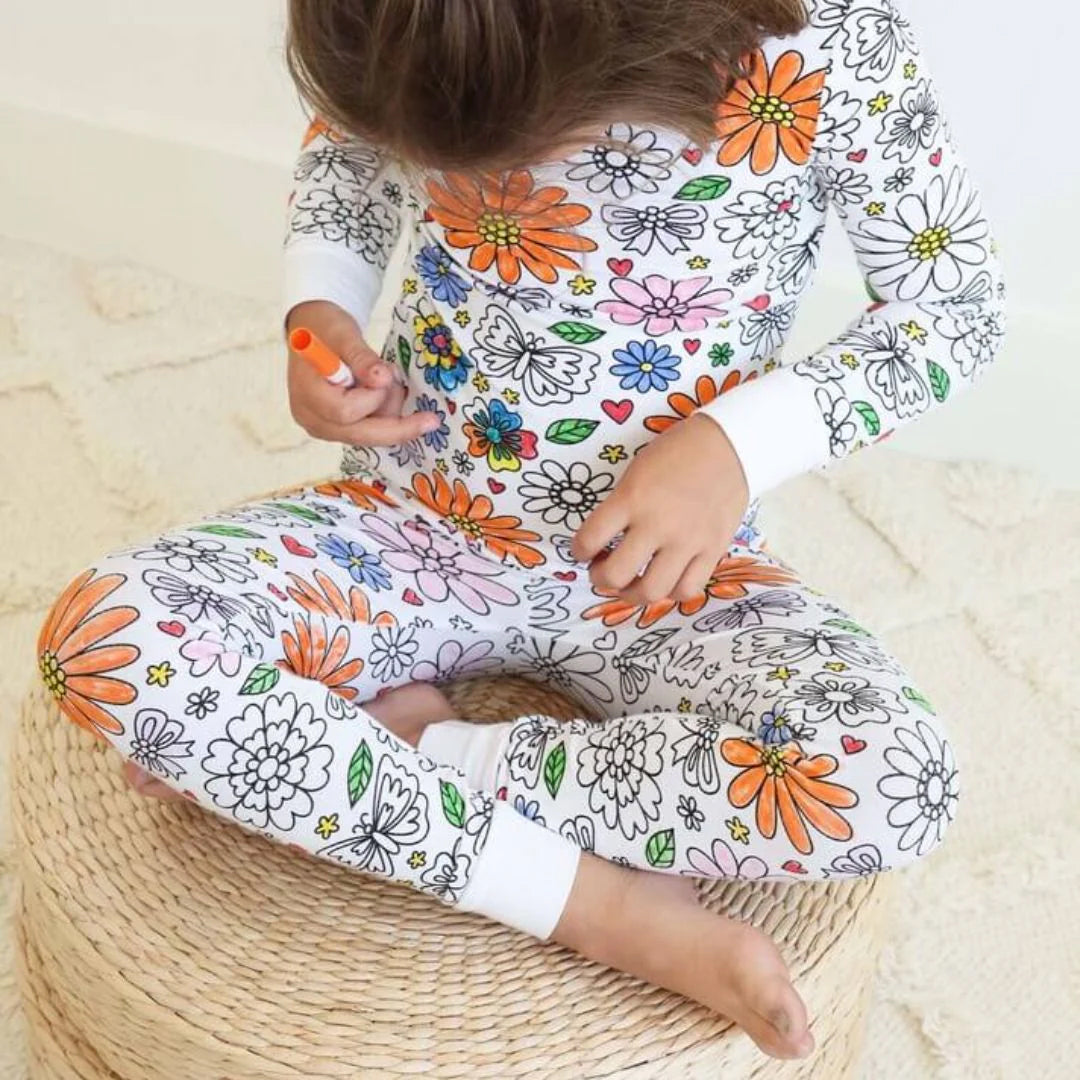 Magic coloring pajama set top bottom 12 washable markers for kids
