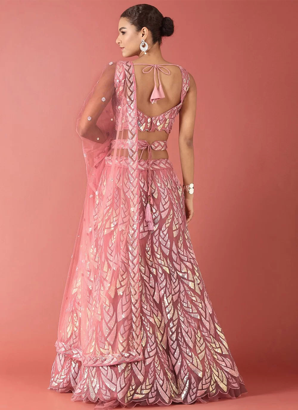 Fabulous Embroidered Classic Pink Lehenga Choli