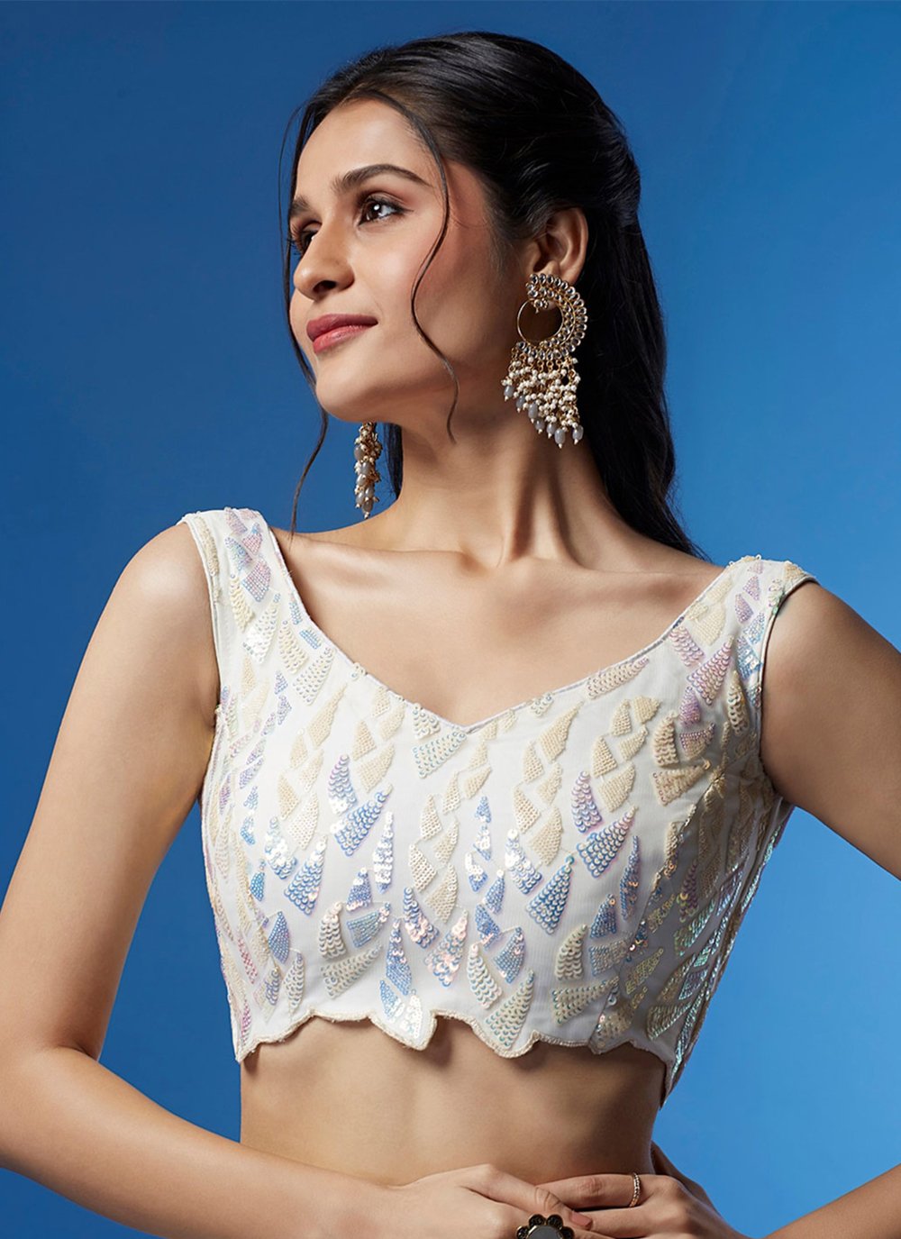 Designer Embroidered Classic White Lehenga Choli