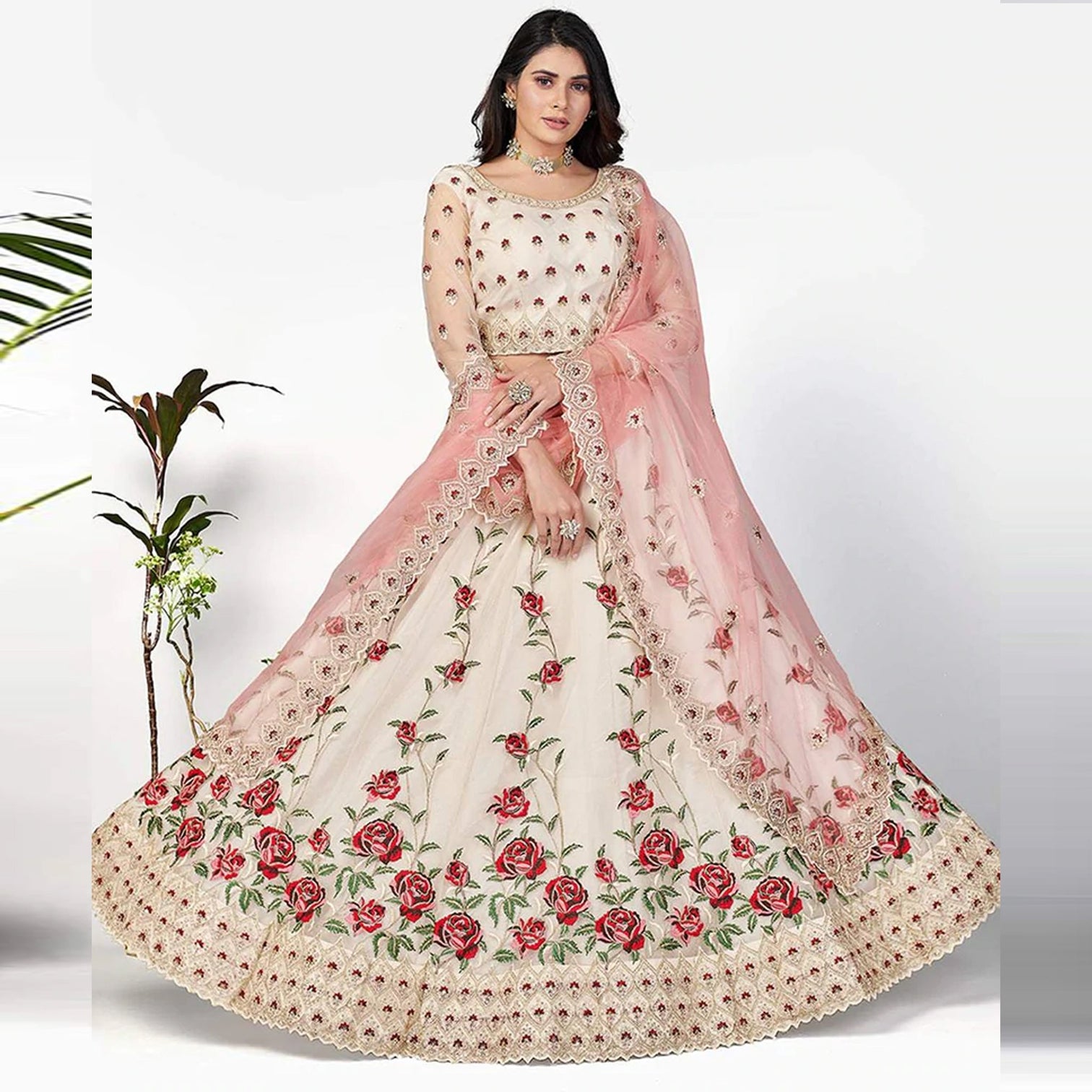 Soft Net Thread, Sequence and Zari Work Lehenga choli
