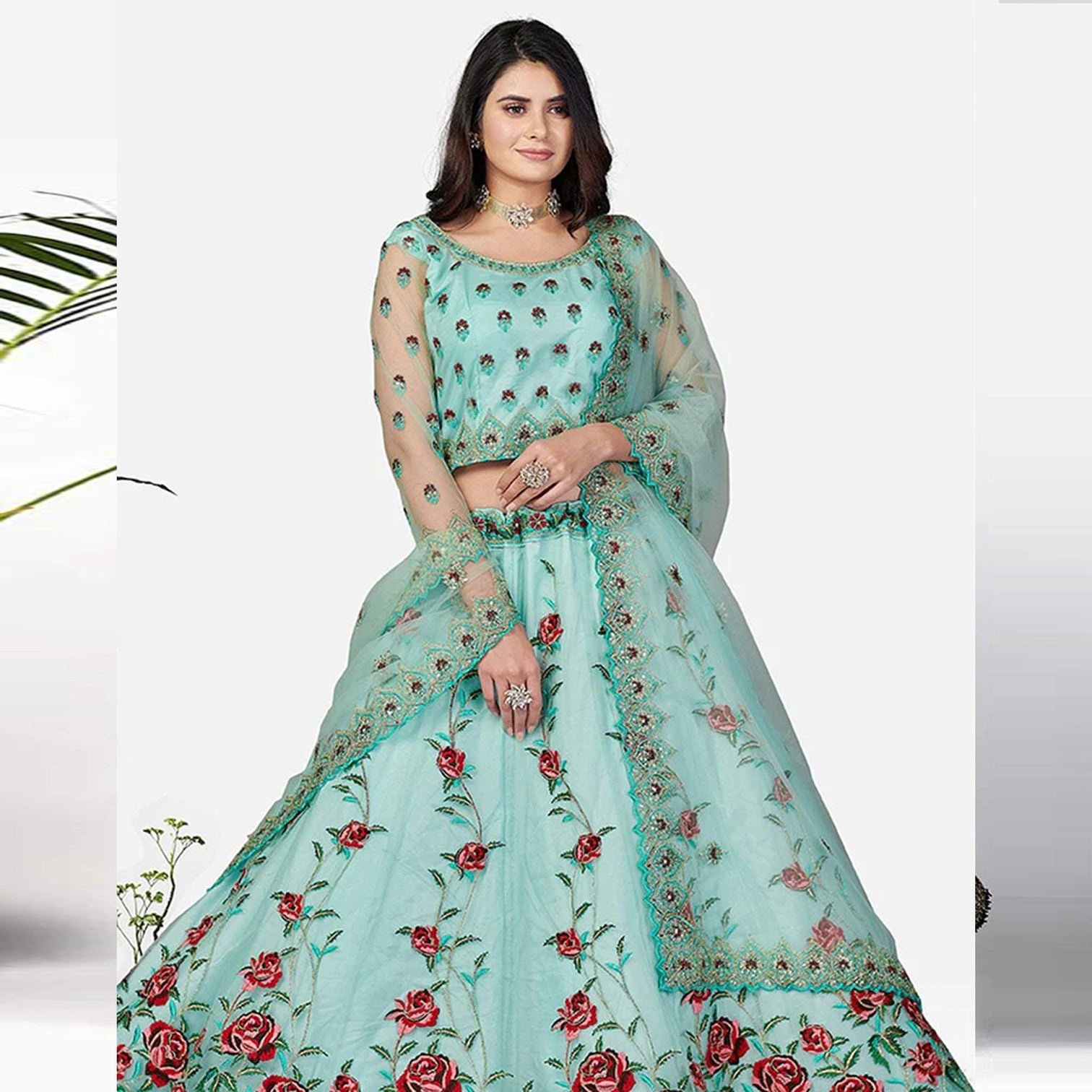 Soft Net Thread, Sequence and Zari Work Lehenga choli