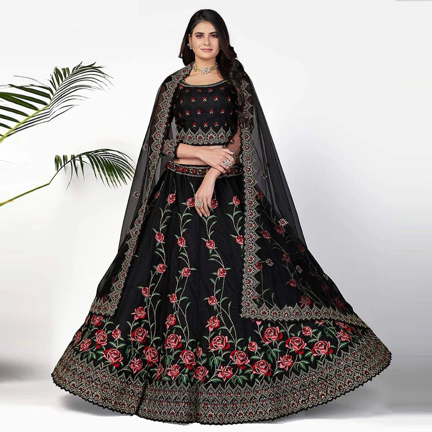 Soft Net Thread, Sequence and Zari Work Lehenga choli