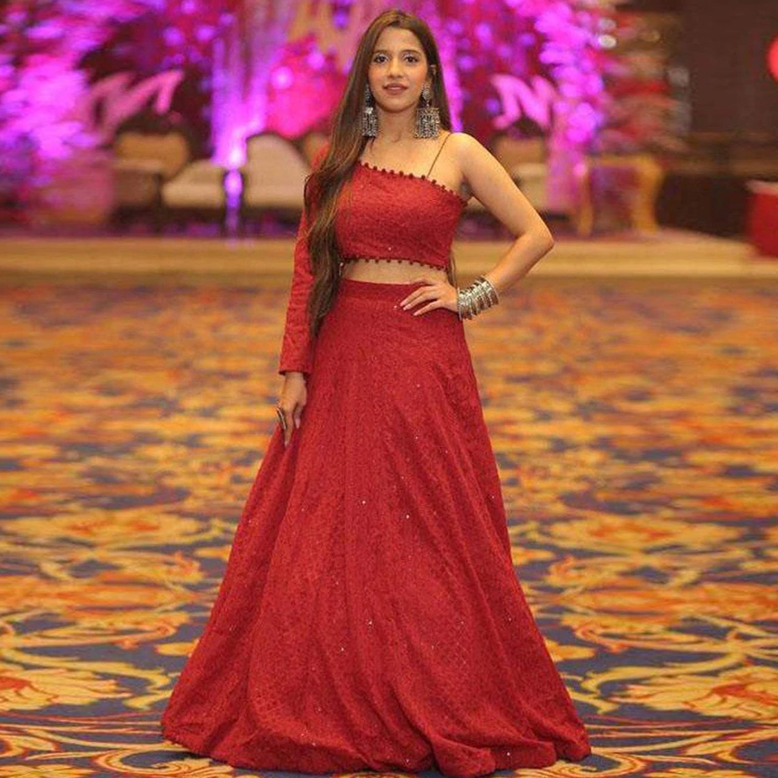 Stylish Georgette Heavy Lucknowi Work Designer Bridal Wear Lehenga Choli