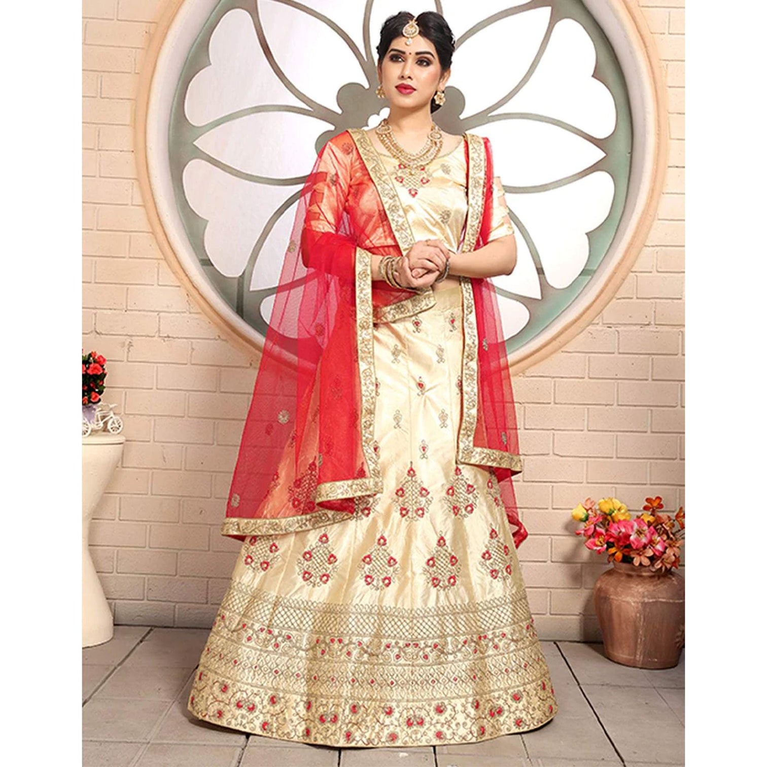 Pure Satin Lehenga choli and heavy Embroidery Zari Work