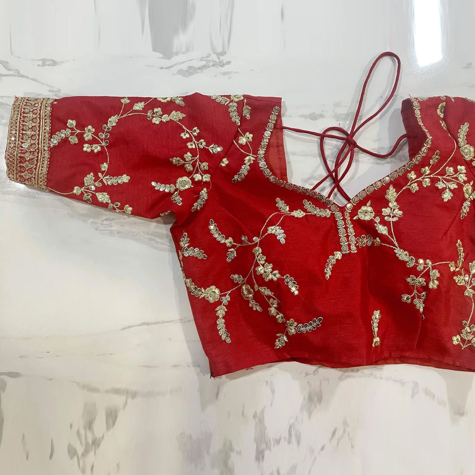 White And Red Jacquard and Silk Lehenga Choli for Wedding