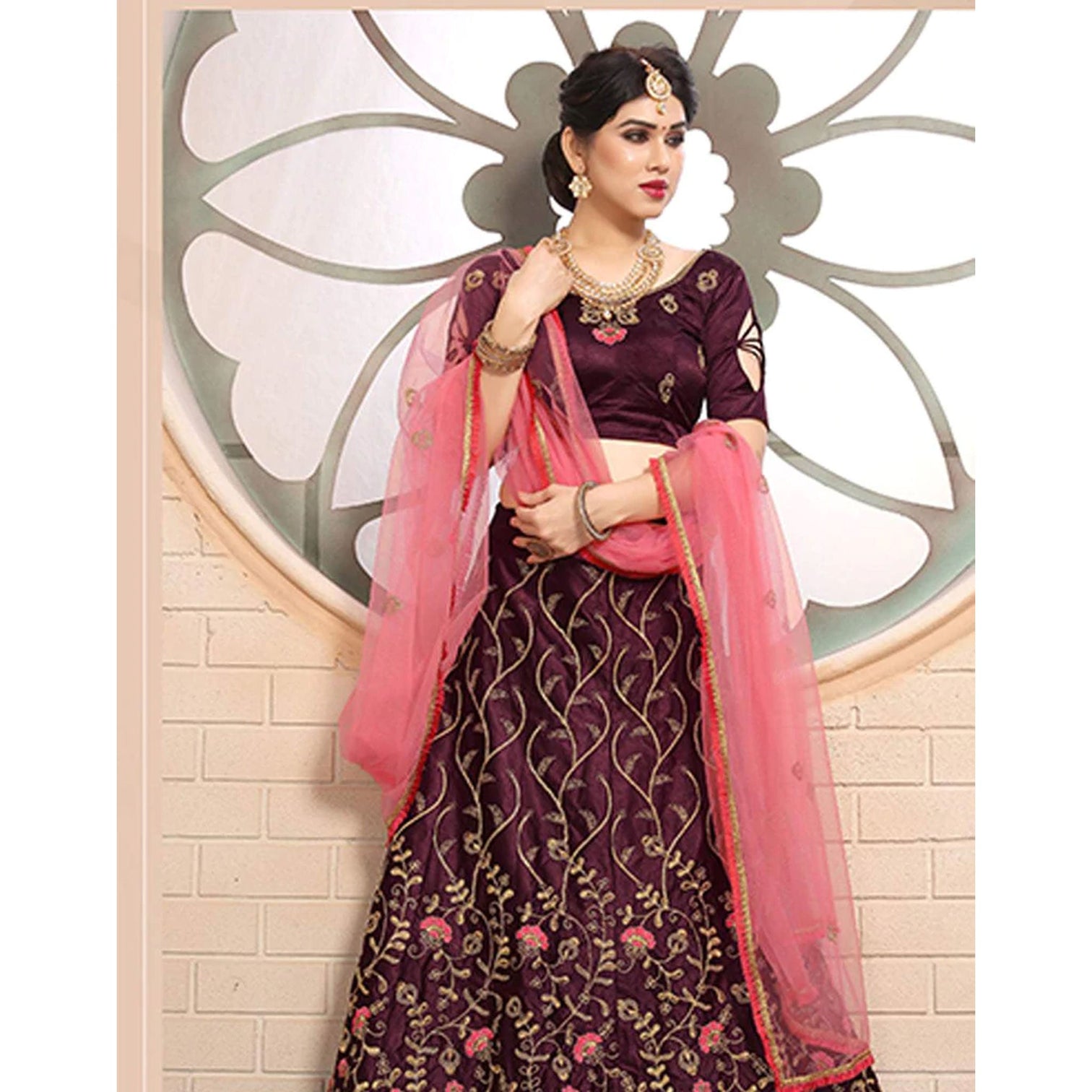 Pure Satin Lehenga choli and heavy Embroidery Zari Work