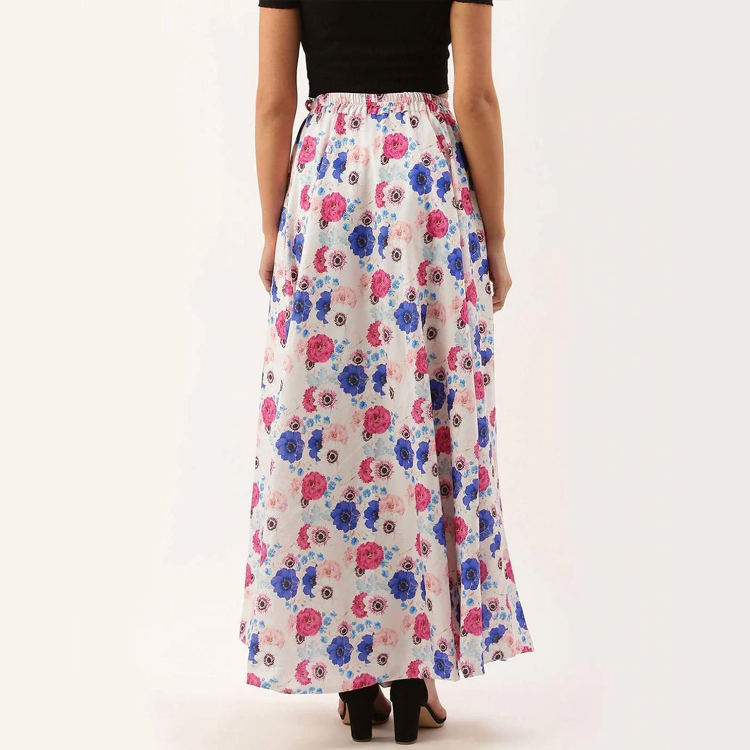 White Color Cotton Skirt with Digital Print