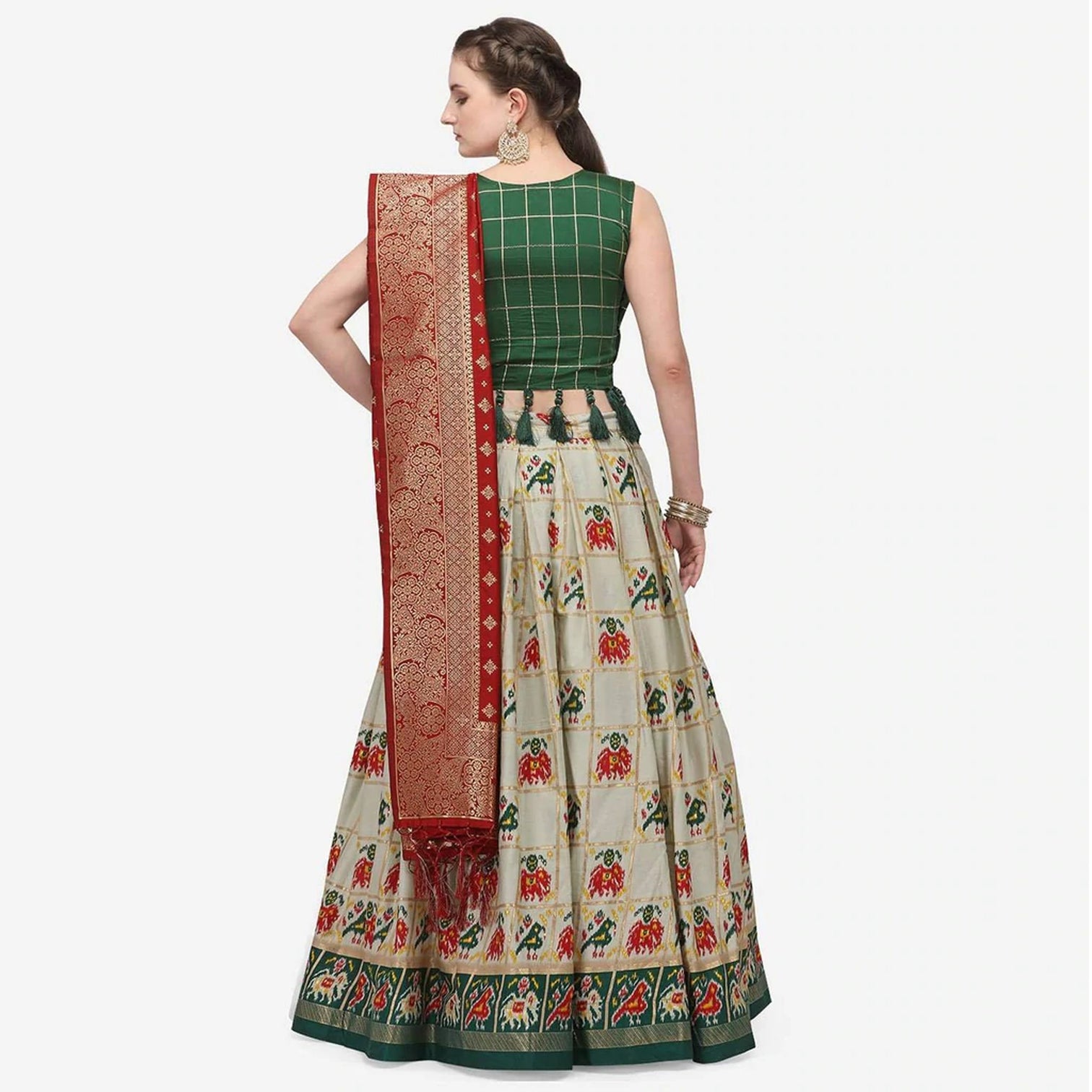 White Color Pure Cotton Lehenga Choli with Banarasi Silk Dupatta