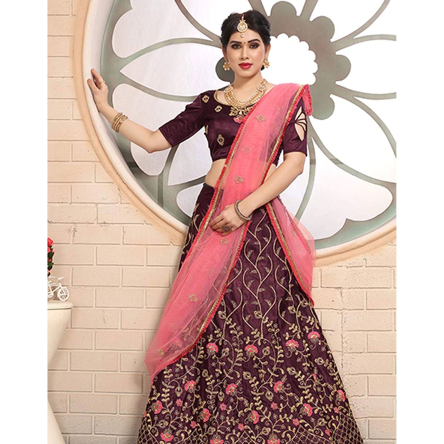 Pure Satin Lehenga choli and heavy Embroidery Zari Work