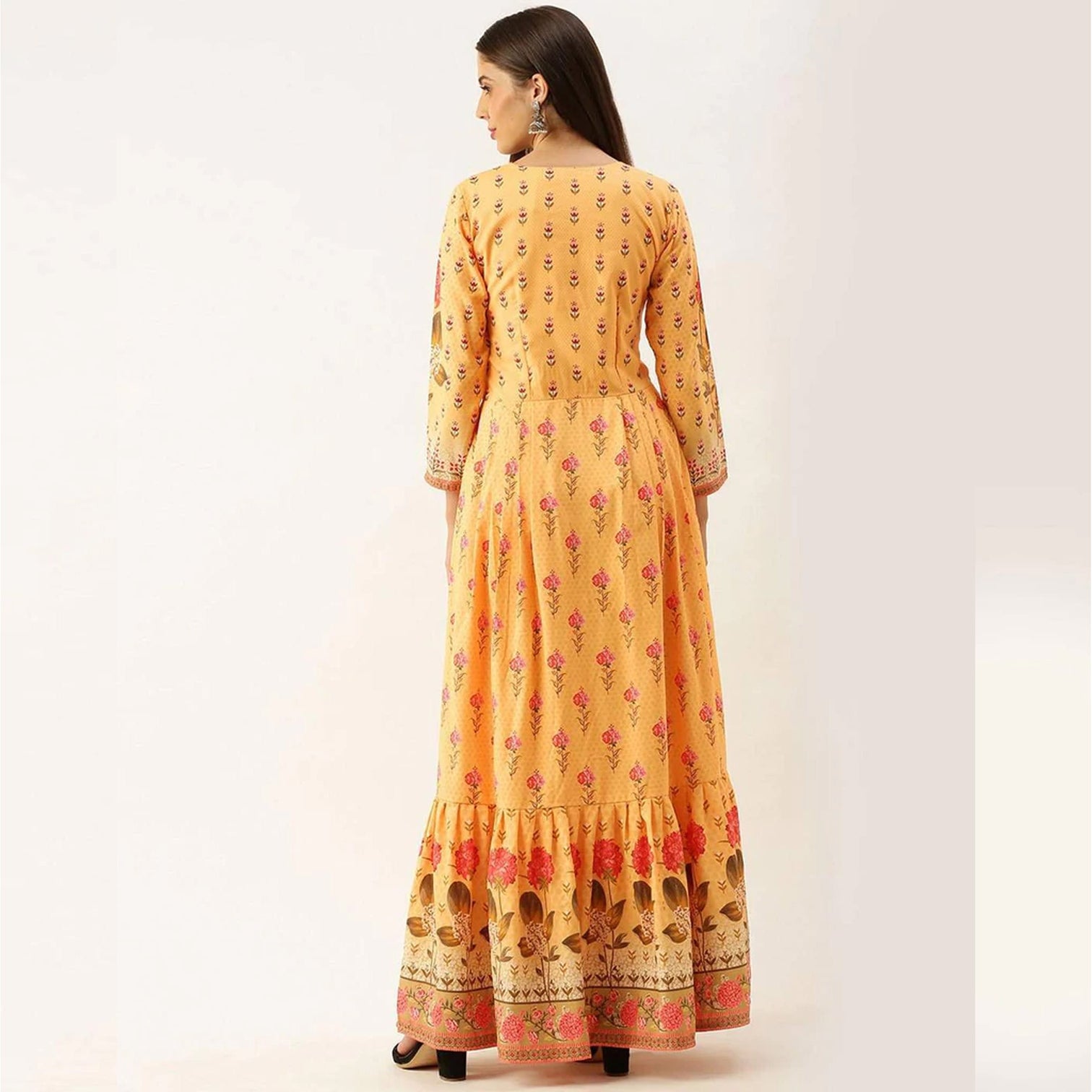 Yellow Color Gown in Soft Cotton for Haldi Ceremony