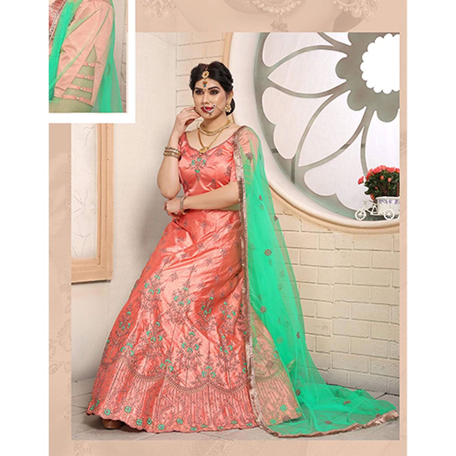Pure Satin Lehenga choli and heavy Embroidery Zari Work
